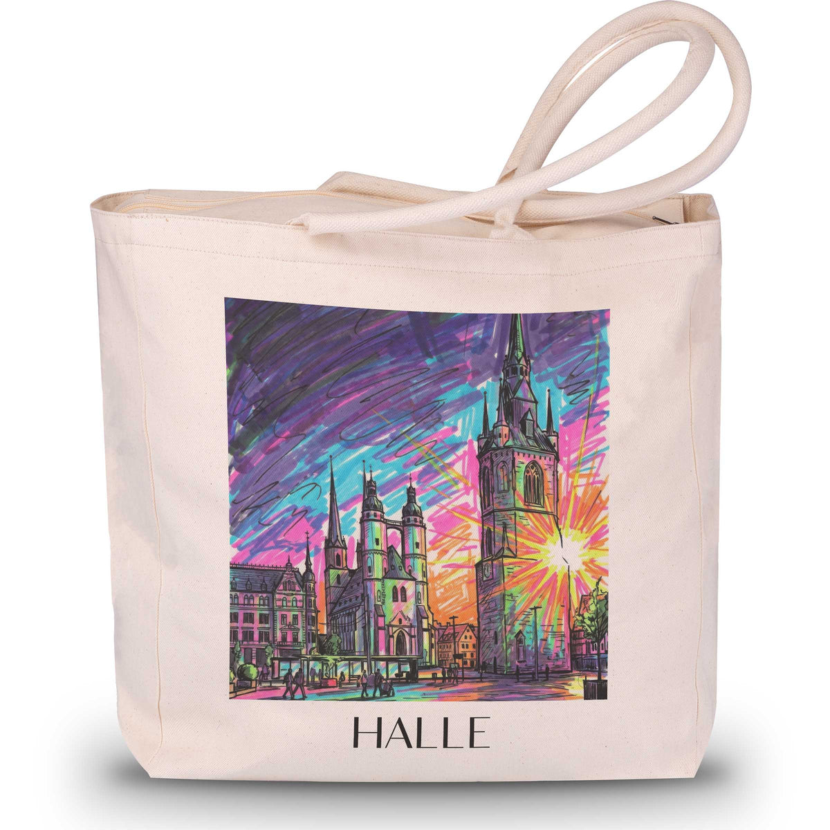 Halle Shopping Tasche - Sachsen-Anhalt - Deutschland Tote Bag - Einkaufstasche im Tag Graffiti Stil - favplace