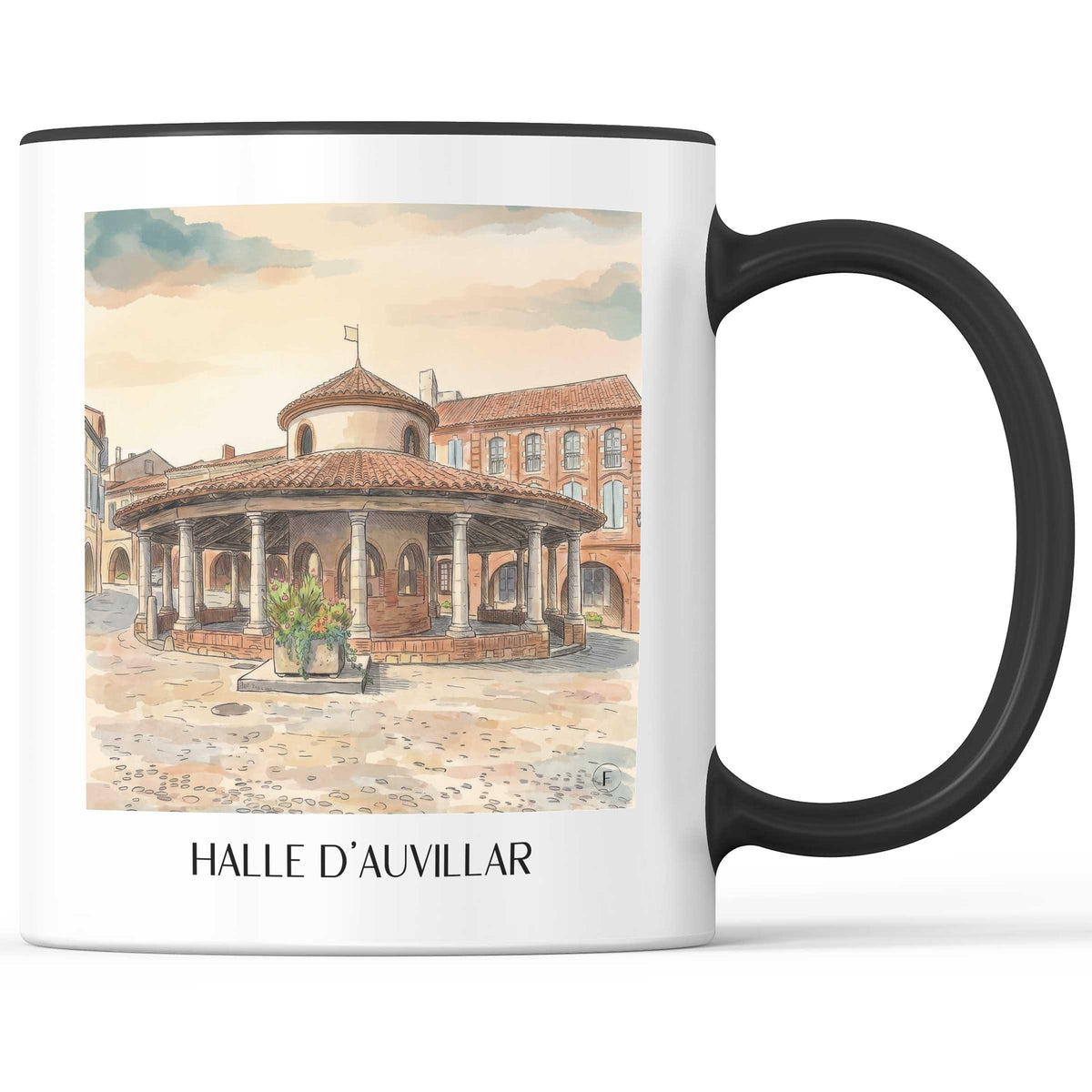 halle-d'auvillar-auvillar-frankreich-kaffeebecher-aquarell