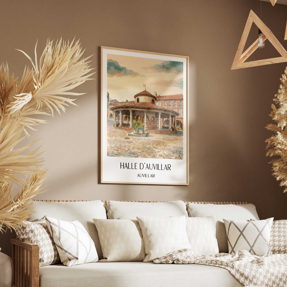 halle-d'auvillar-auvillar-frankreich-poster-aquarell