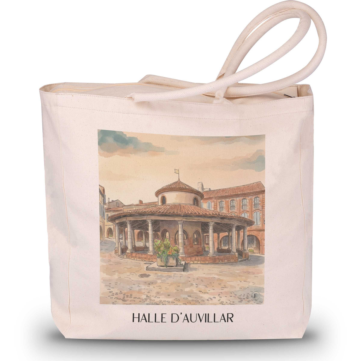 Halle d'Auvillar Shopping Tasche - Auvillar - Frankreich Tote Bag - Einkaufstasche im Aquarell Stil - favplace