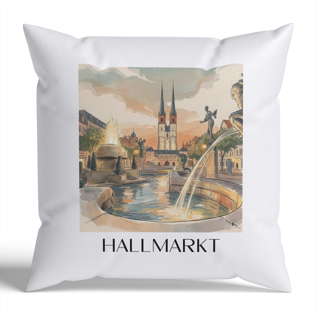 Hallmarkt Kissenhülle - Zierkissen Bezug - Halle - Deutschland Kissen bzw. Kissenbezug im Aquarell Stil - favplace