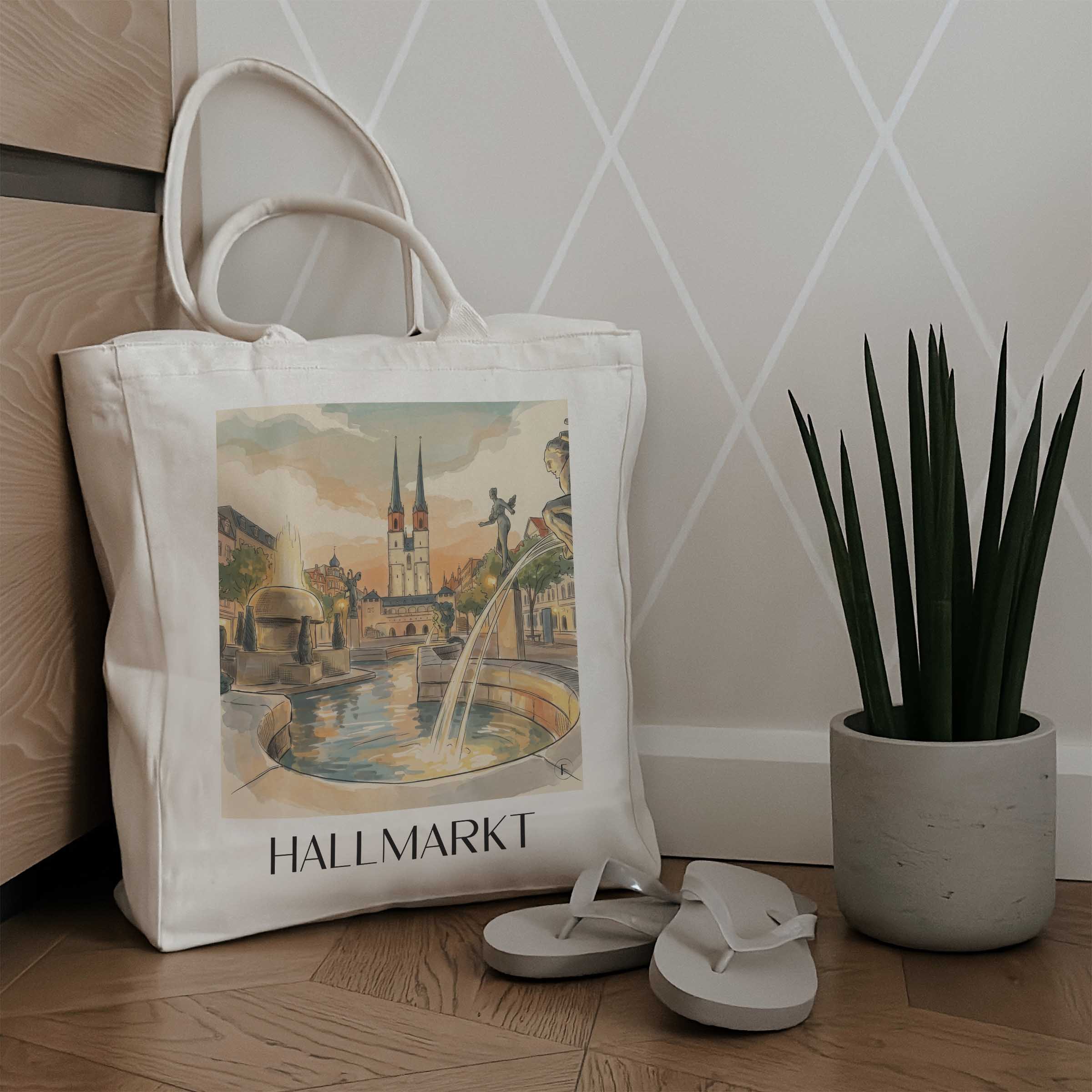 hallmarkt-halle-deutschland-einkaufstasche-aquarell