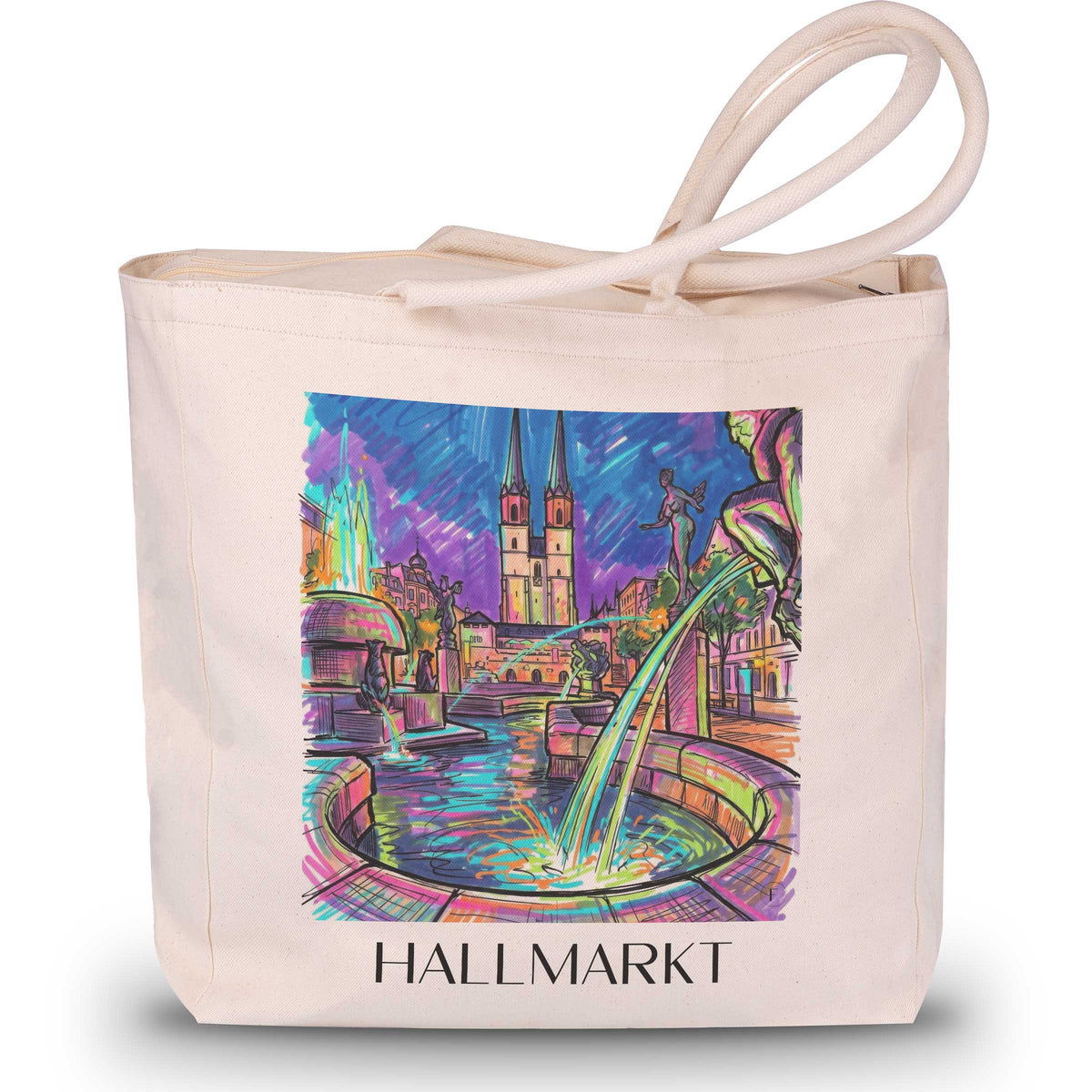 Hallmarkt Shopping Tasche - Halle - Deutschland Tote Bag - Einkaufstasche im Tag Graffiti Stil - favplace