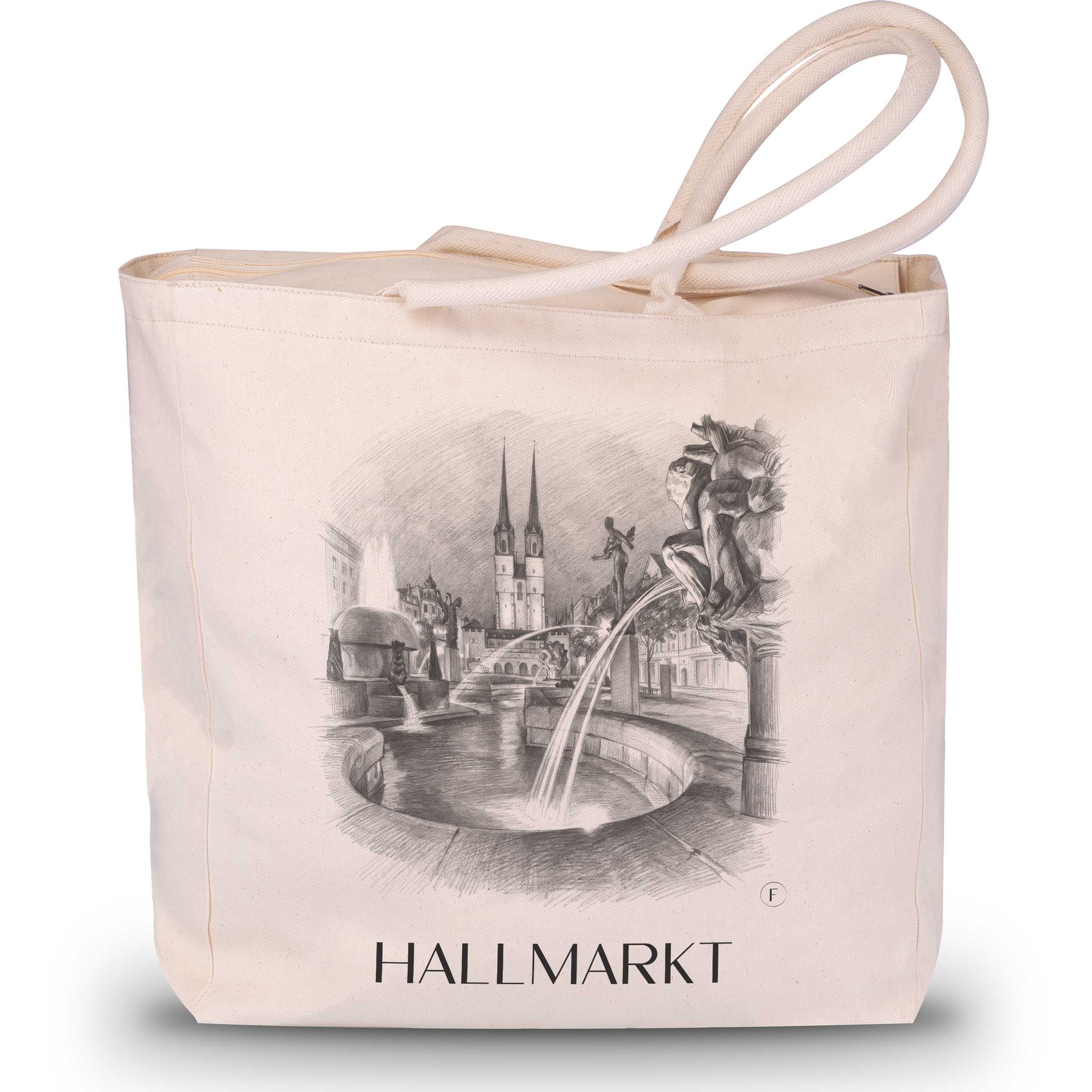 Hallmarkt Shopping Tasche - Halle - Deutschland Tote Bag - Einkaufstasche im Zeichnung Stil