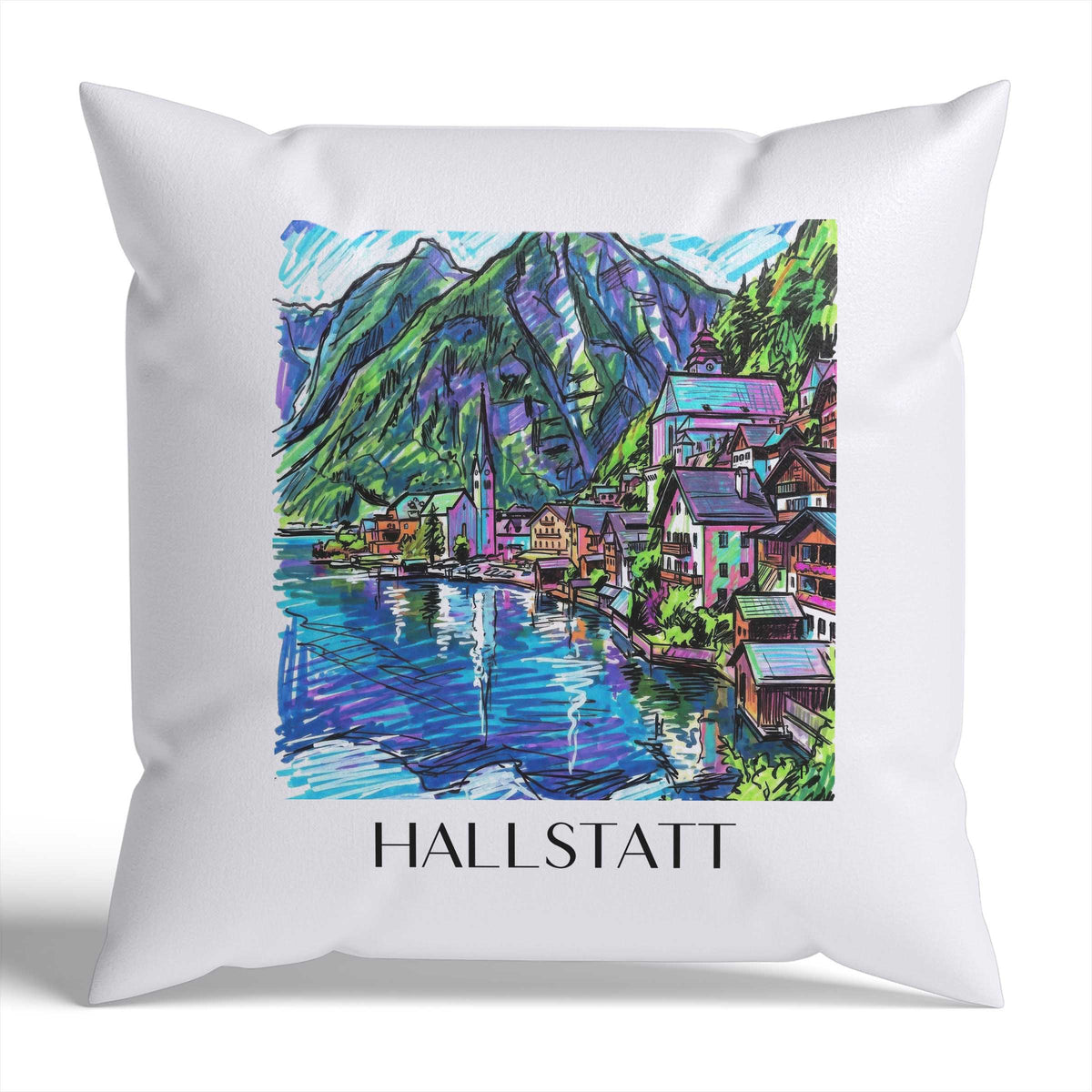 hallstatt-österreich-österreich-kissenbezug-graffiti