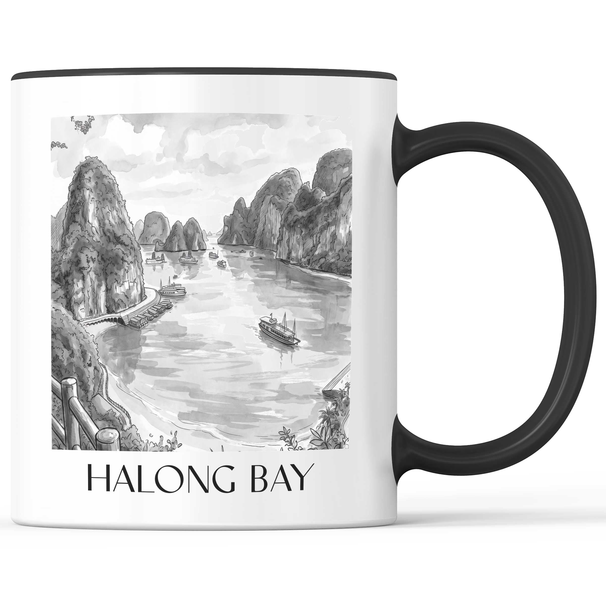 halong-bay-vietnam-kaffeebecher-aquarell-schwarz-weiss