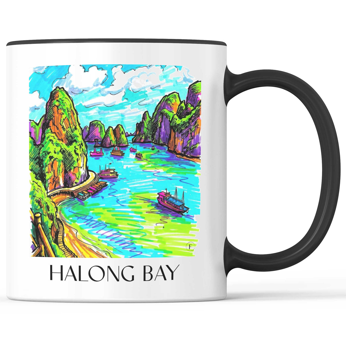 Halong Bay - Vietnam Becher - Kaffeetasse im Tag Graffiti Stil - favplace