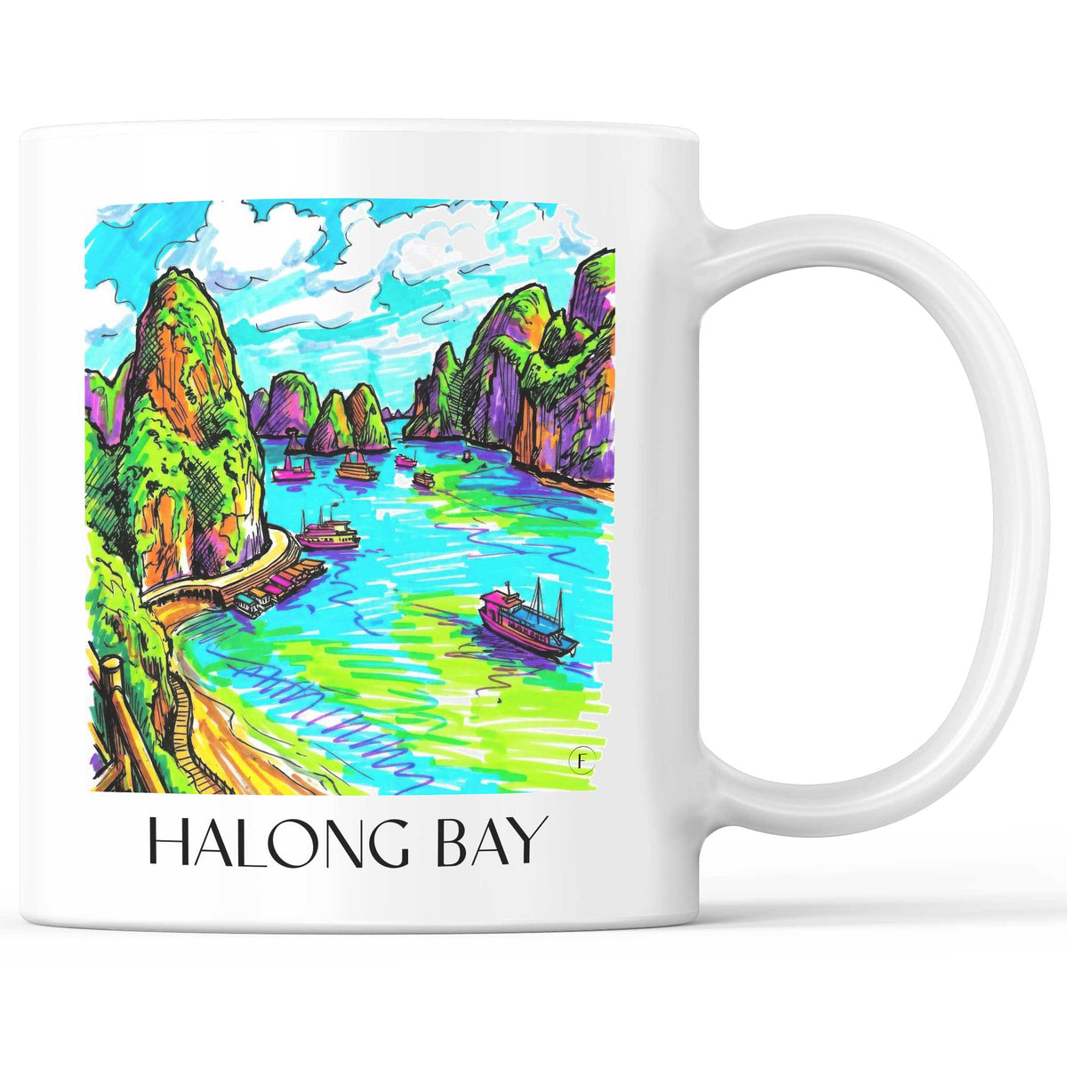 Halong Bay - Vietnam Becher - Kaffeetasse im Tag Graffiti Stil - favplace