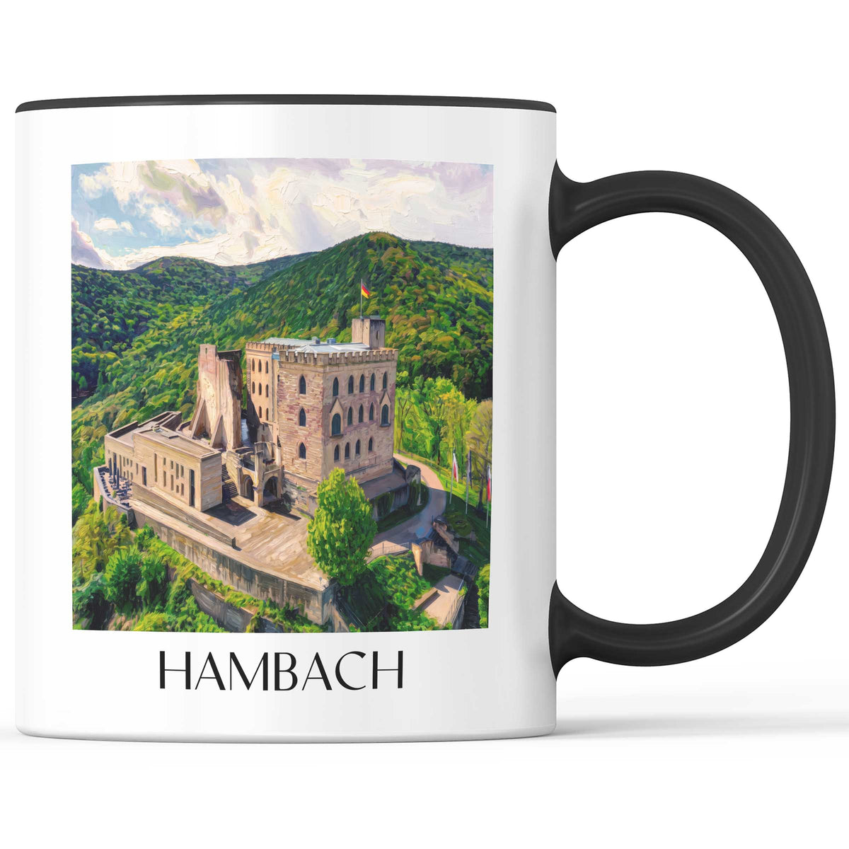 Hambach Kaffeebecher - Pfalz - Deutschland Becher - Kaffeetasse im Ölgemälde Stil