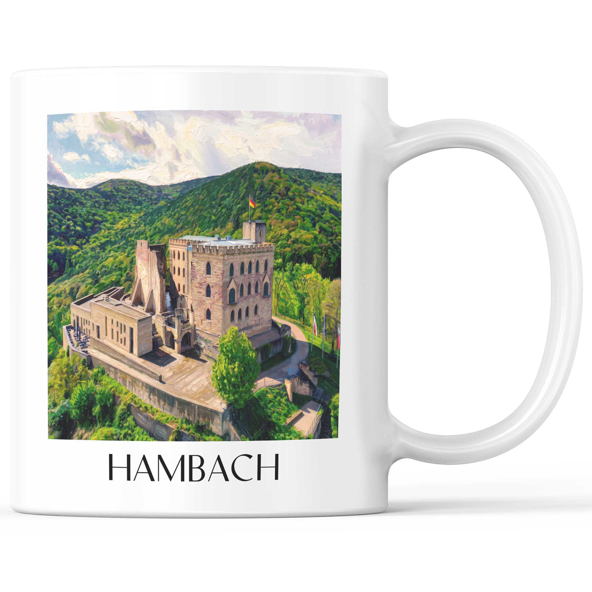 Hambach Kaffeebecher - Pfalz - Deutschland Becher - Kaffeetasse im Ölgemälde Stil
