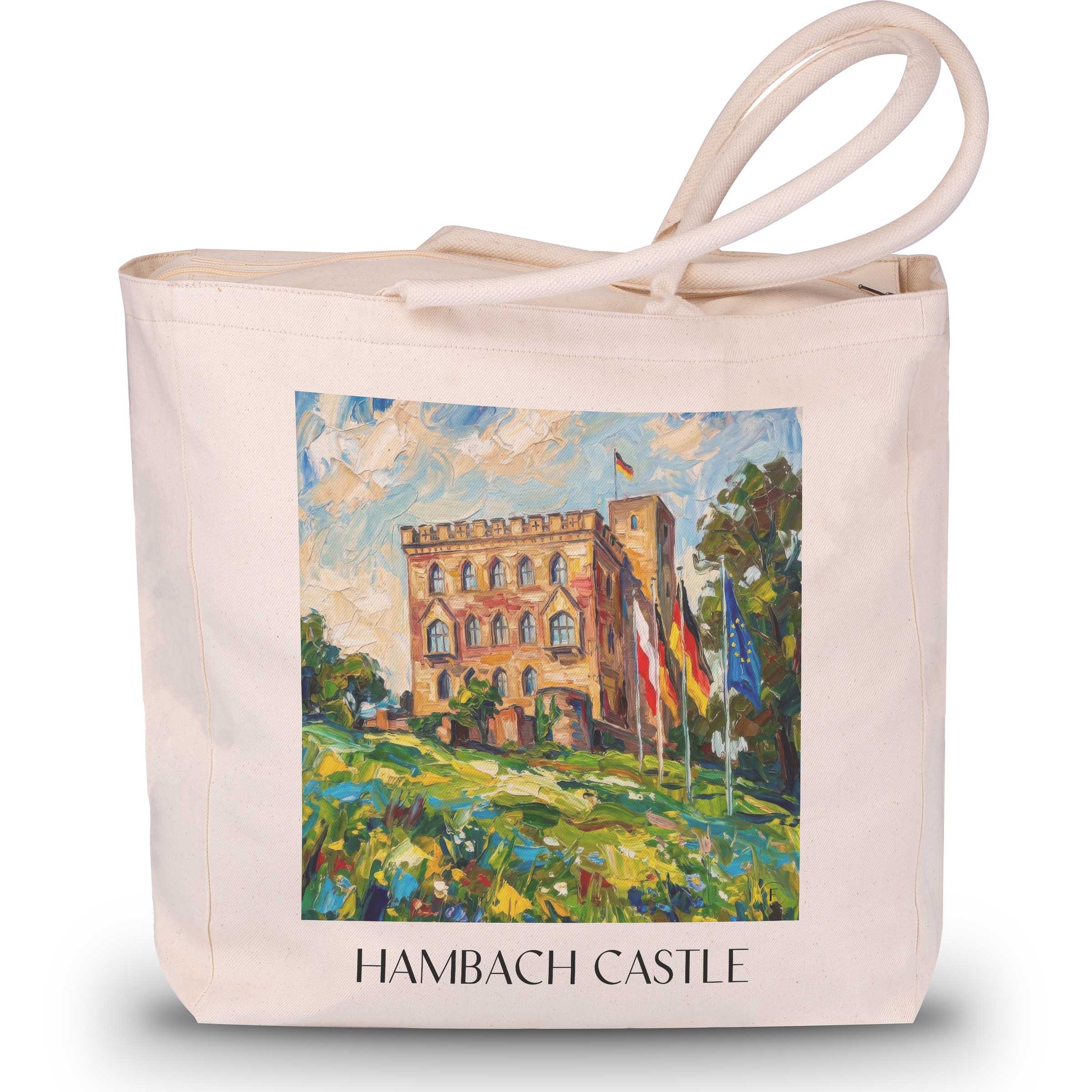 Hambacher Schloss Shopping Tasche - Neustadt an der Weinstraße - Deutschland Tote Bag - Einkaufstasche im Ölgemälde Stil - favplace