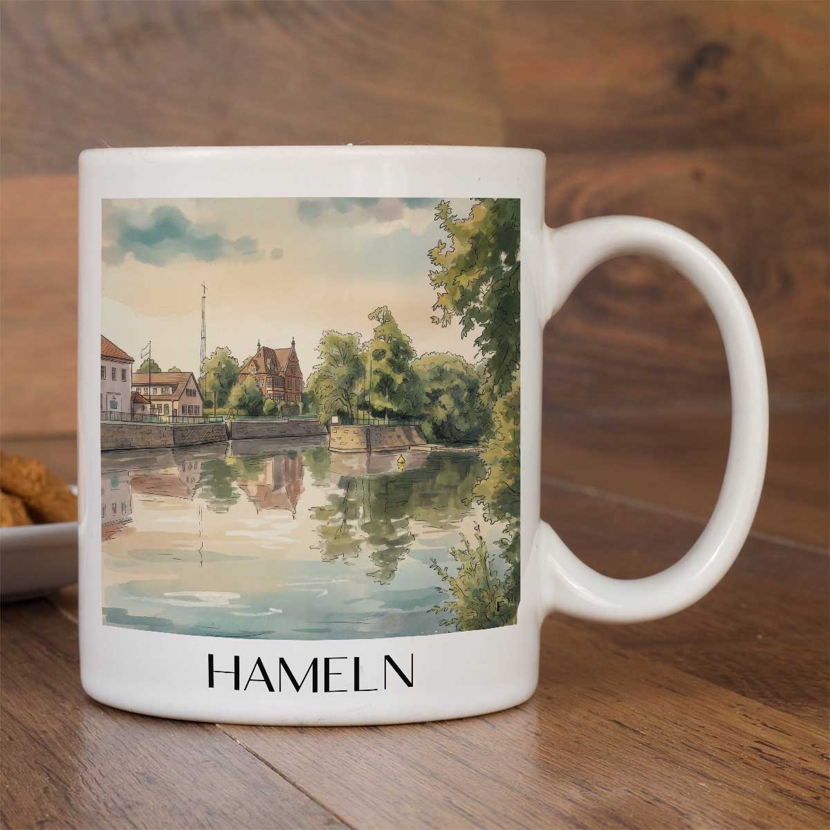 hameln-niedersachsen-deutschland-kaffeebecher-aquarell