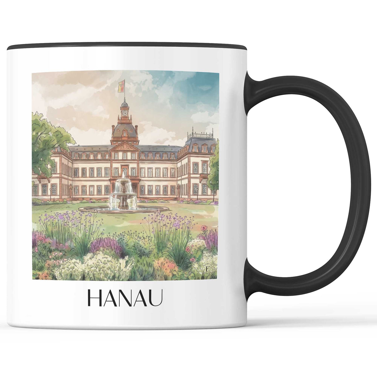 hanau-hessen-deutschland-kaffeebecher-aquarell