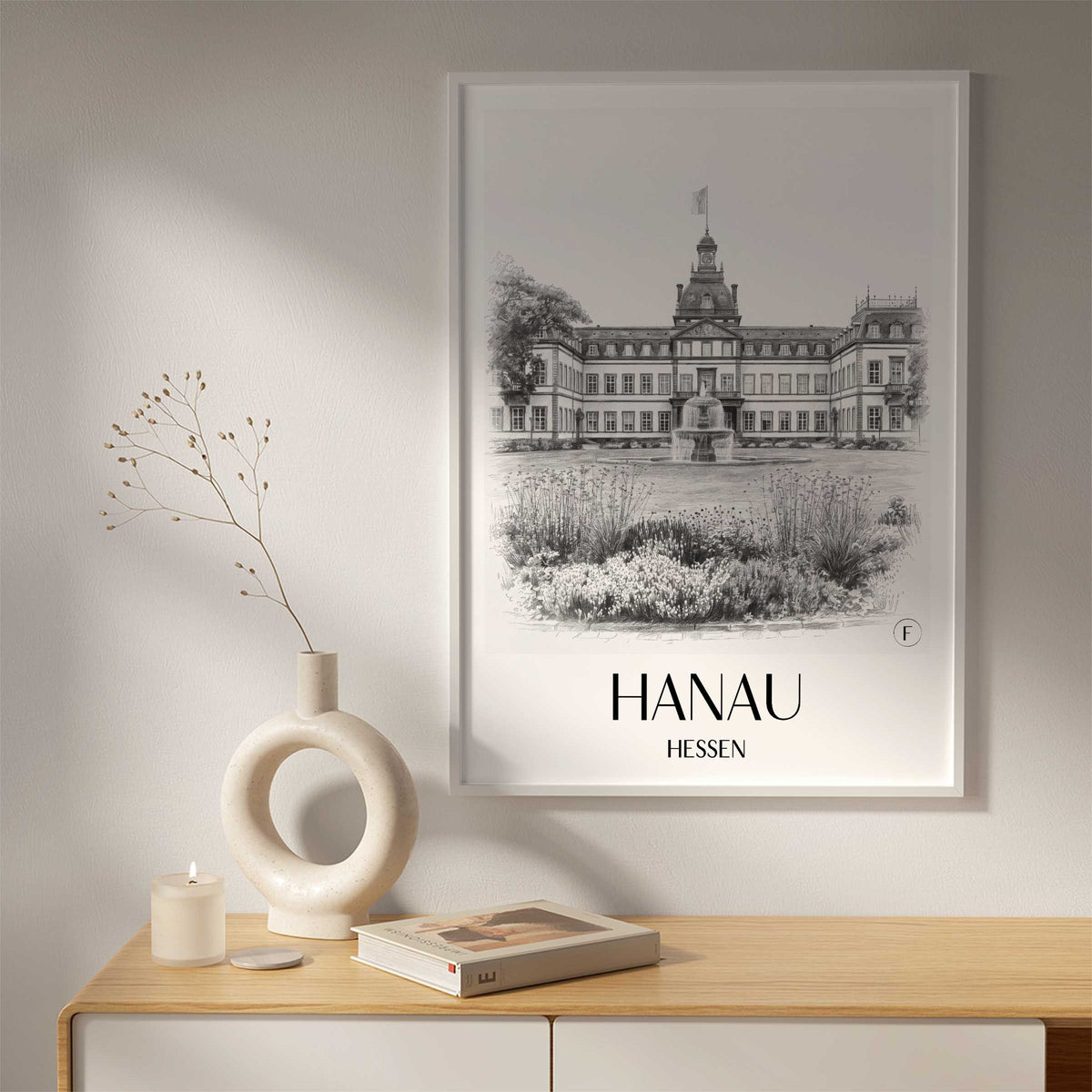 hanau-hessen-deutschland-poster-bleistift-zeichnung-drawing