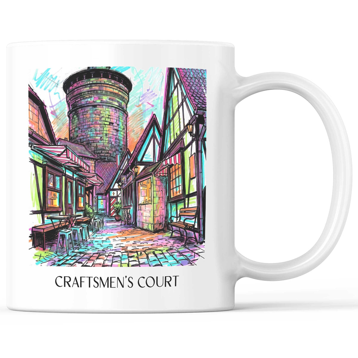 Handwerkerhof Kaffeebecher - Nürnberg - Deutschland Becher - Kaffeetasse im Tag Graffiti Stil - favplace
