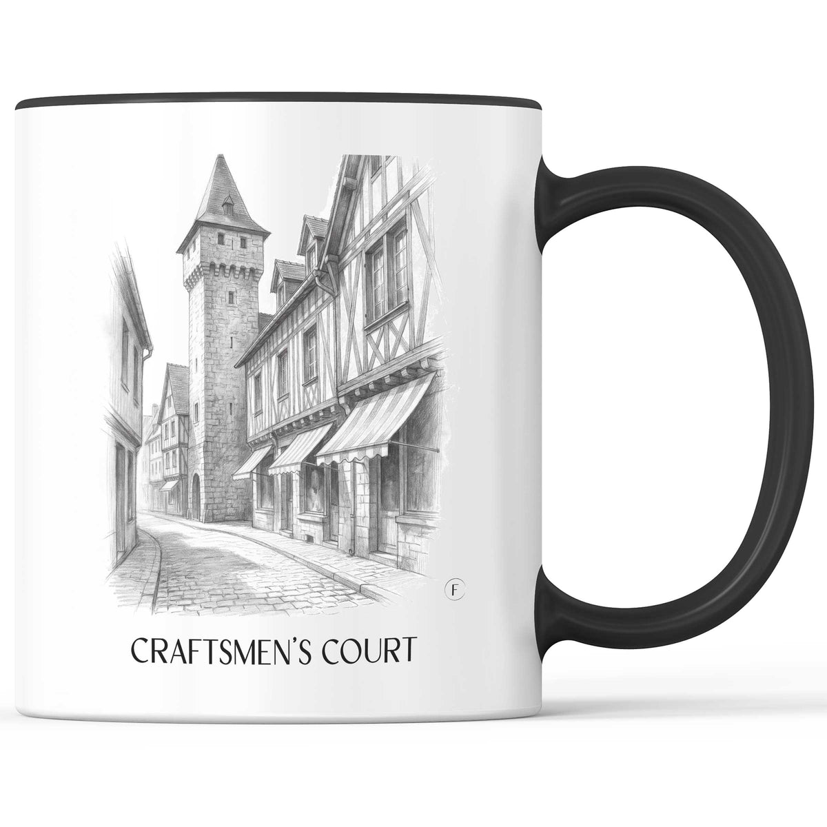 Handwerkerhof Kaffeebecher - Nürnberg - Deutschland Becher - Kaffeetasse im Zeichnung Stil - favplace