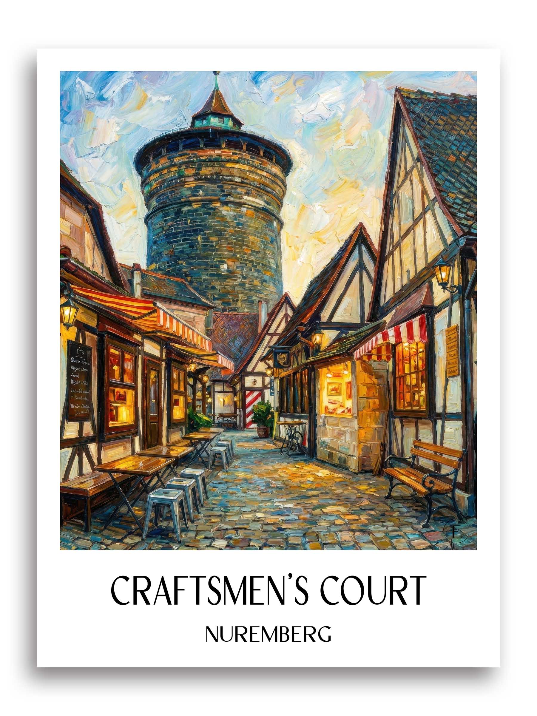 Handwerkerhof Poster - Nürnberg - Deutschland Kunstdruck - Ölgemälde von A4 bis A1 - favplace