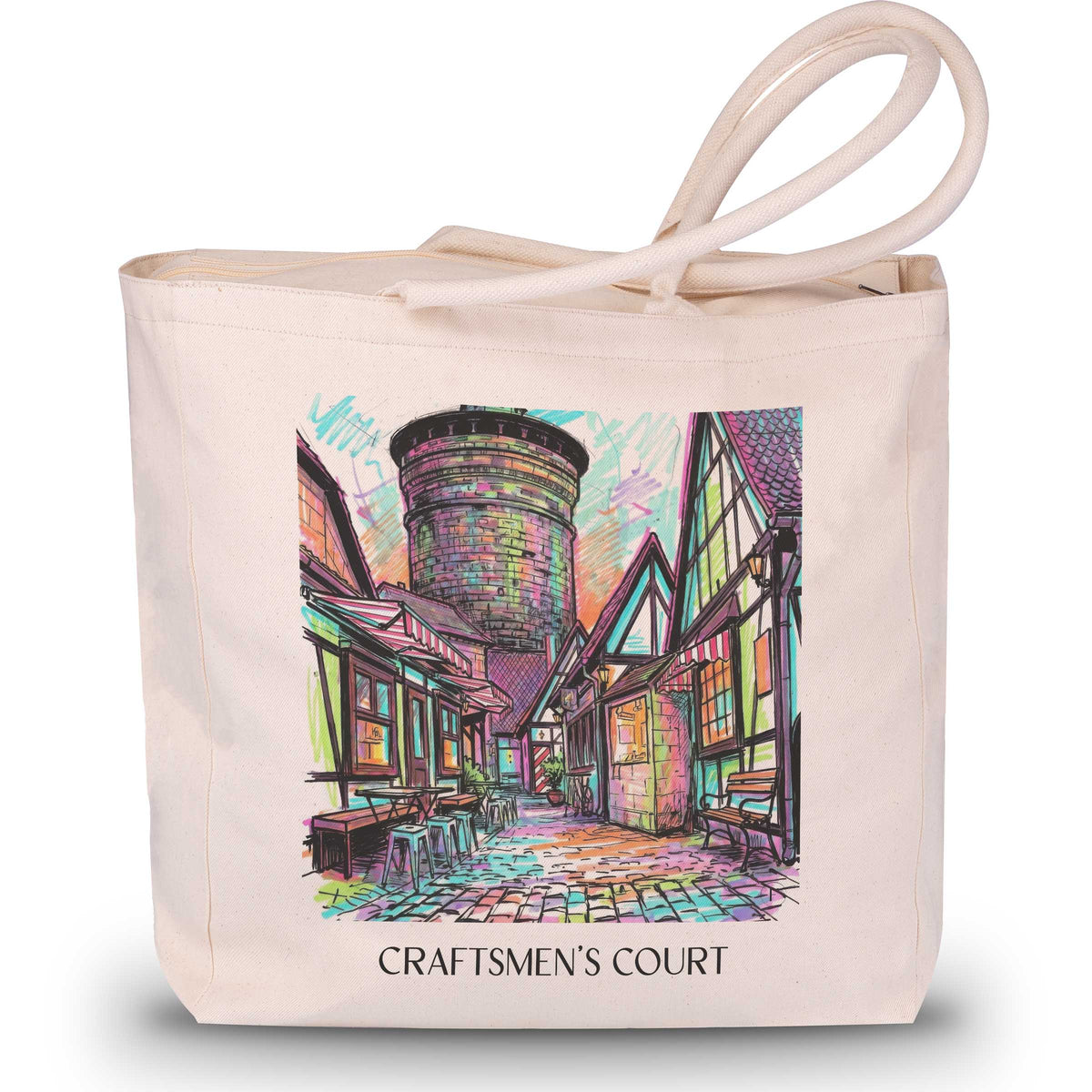 Handwerkerhof Shopping Tasche - Nürnberg - Deutschland Tote Bag - Einkaufstasche im Tag Graffiti Stil - favplace