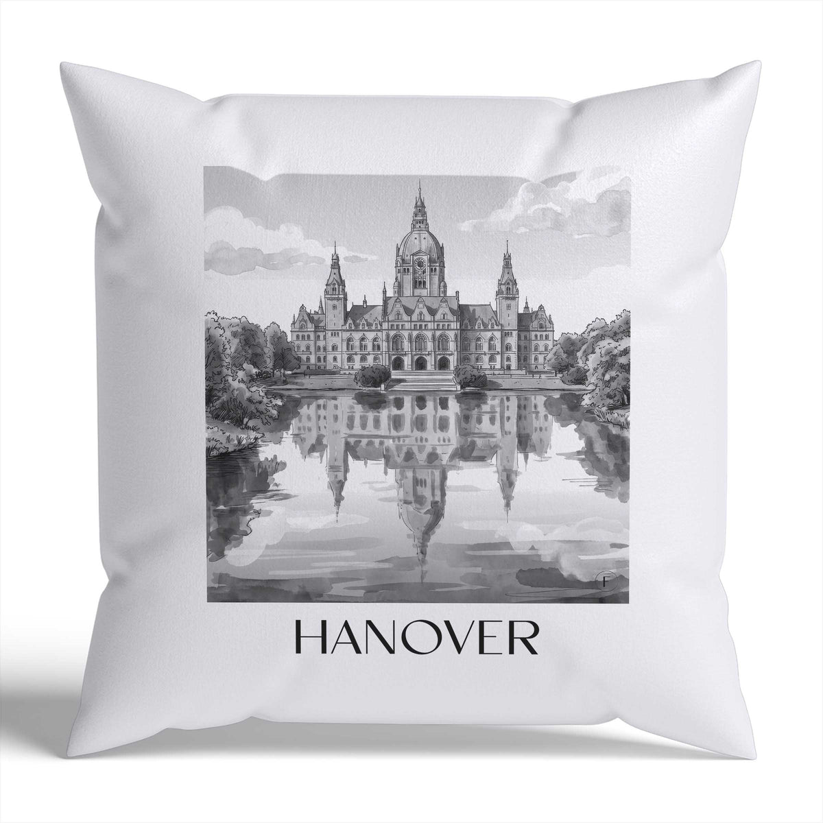 Hannover Kissenhülle - Zierkissen Bezug - Deutschland - Deutschland Kissen bzw. Kissenbezug im Aquarell Schwarz-Weiß Stil - favplace
