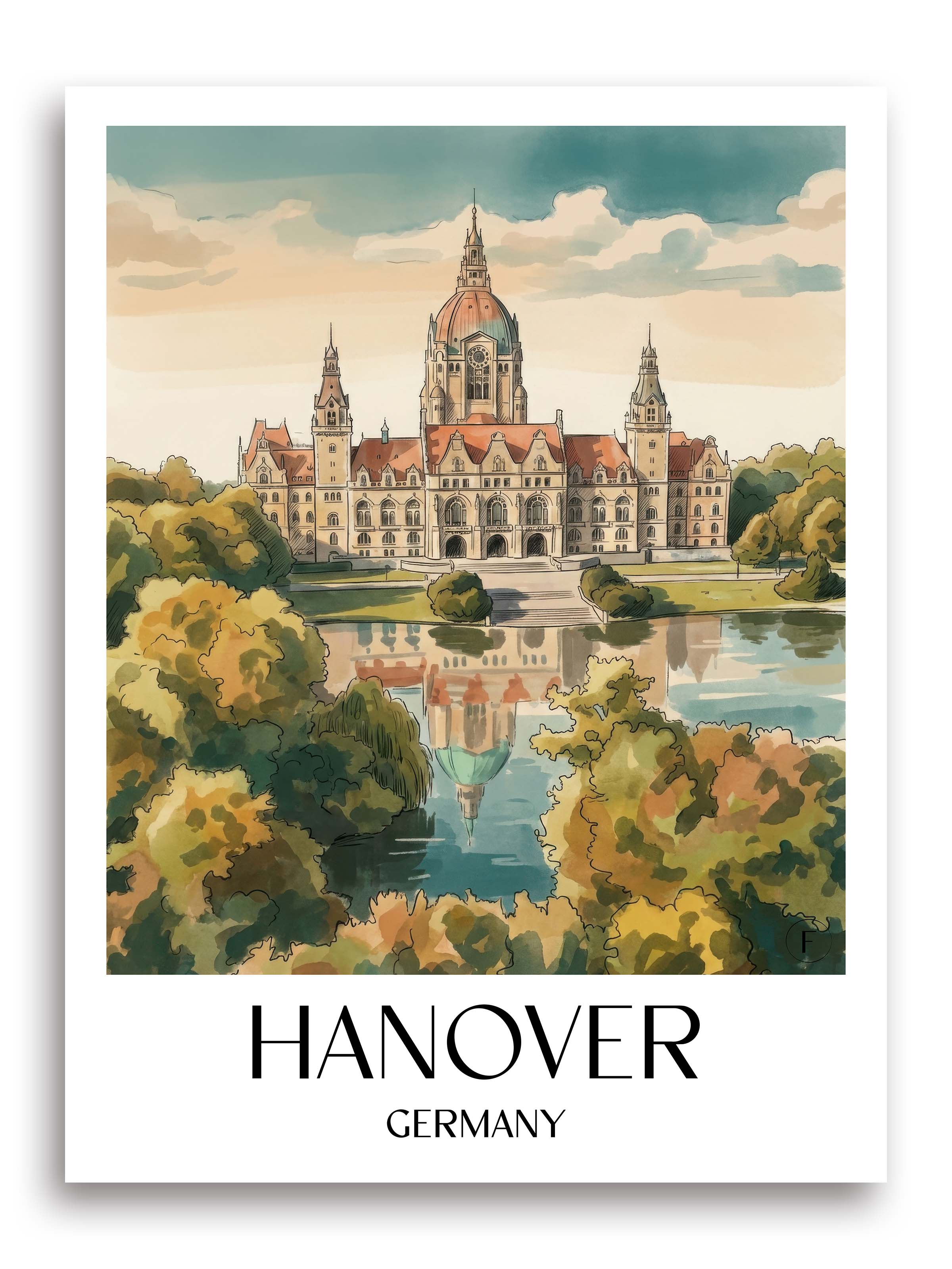 Hannover Poster - Deutschland Kunstdruck - Aquarell von A4 bis A1 - favplace