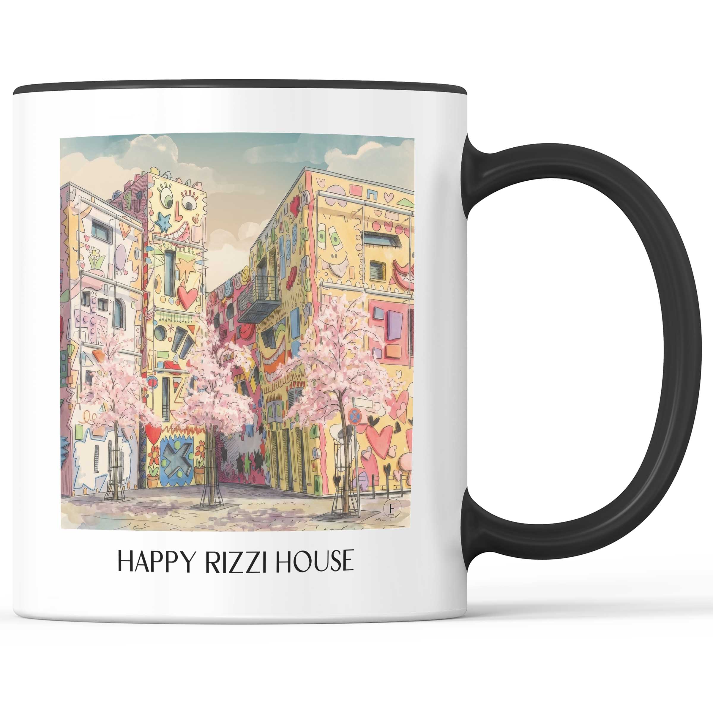 Happy Rizzi House Kaffeebecher - Braunschweig - Deutschland Becher - Kaffeetasse im Aquarell Stil - favplace