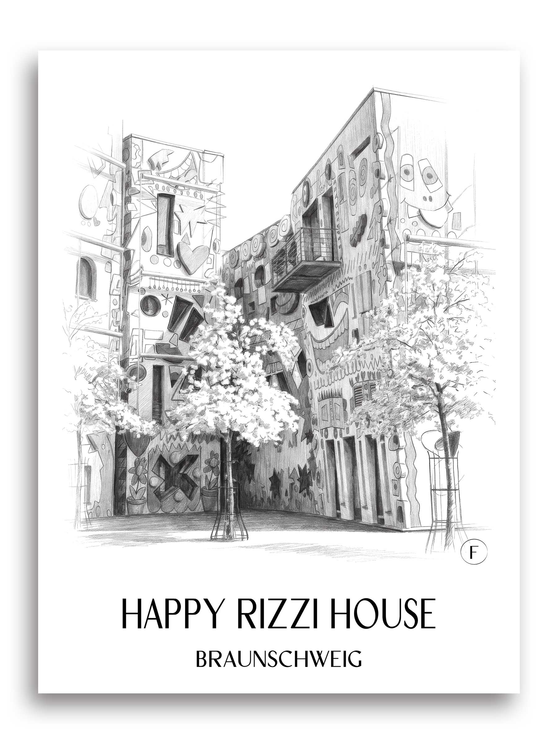 happy-rizzi-house-braunschweig-deutschland-poster-bleistift-zeichnung-drawing