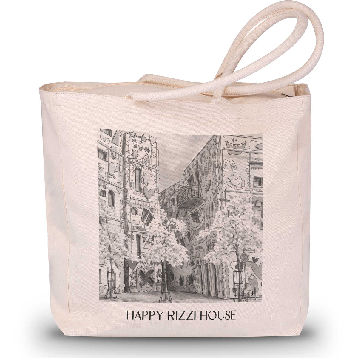 Happy Rizzi House Shopping Tasche - Braunschweig - Deutschland Tote Bag - Einkaufstasche im Aquarell Schwarz-Weiß Stil - favplace