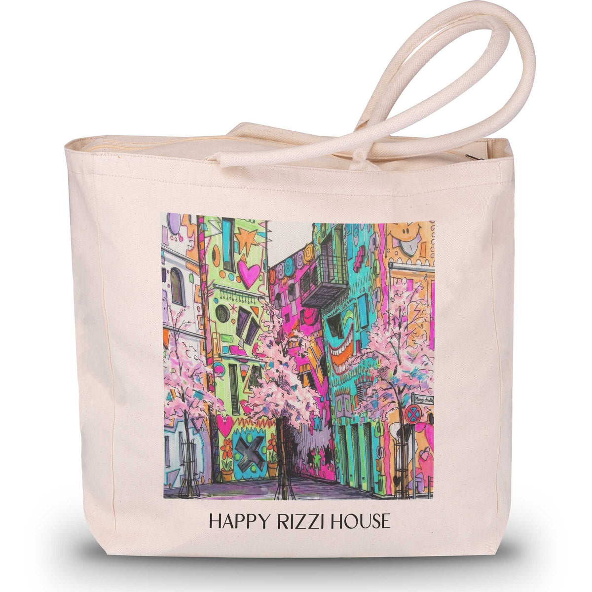 Happy Rizzi House Shopping Tasche - Braunschweig - Deutschland Tote Bag - Einkaufstasche im Tag Graffiti Stil - favplace