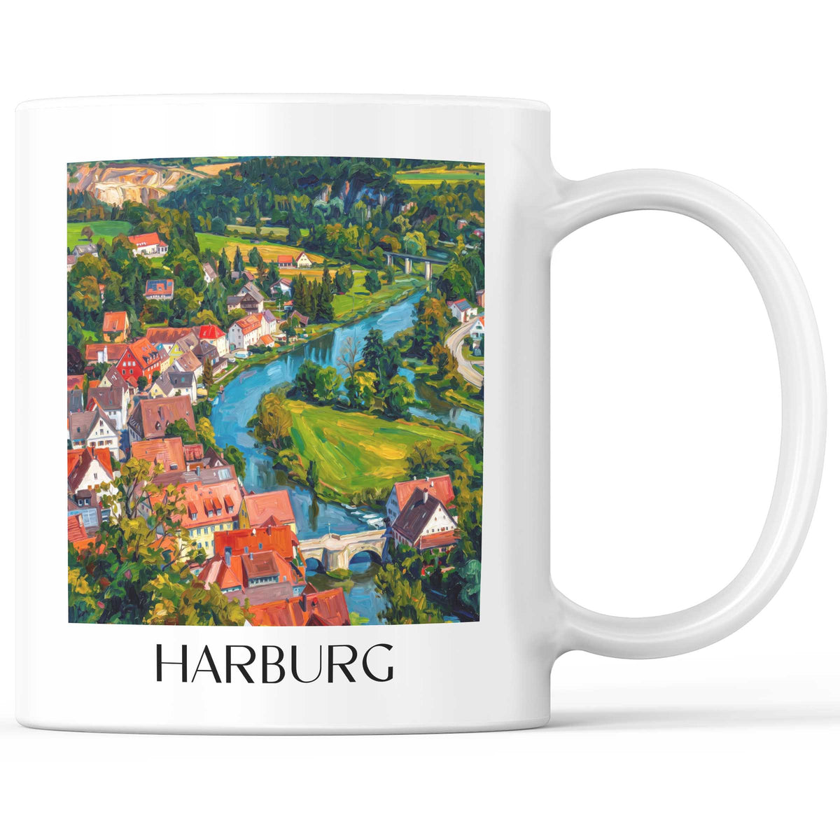 Harburg Kaffeebecher - Schwäbische Alb - Deutschland Becher - Kaffeetasse im Ölgemälde Stil
