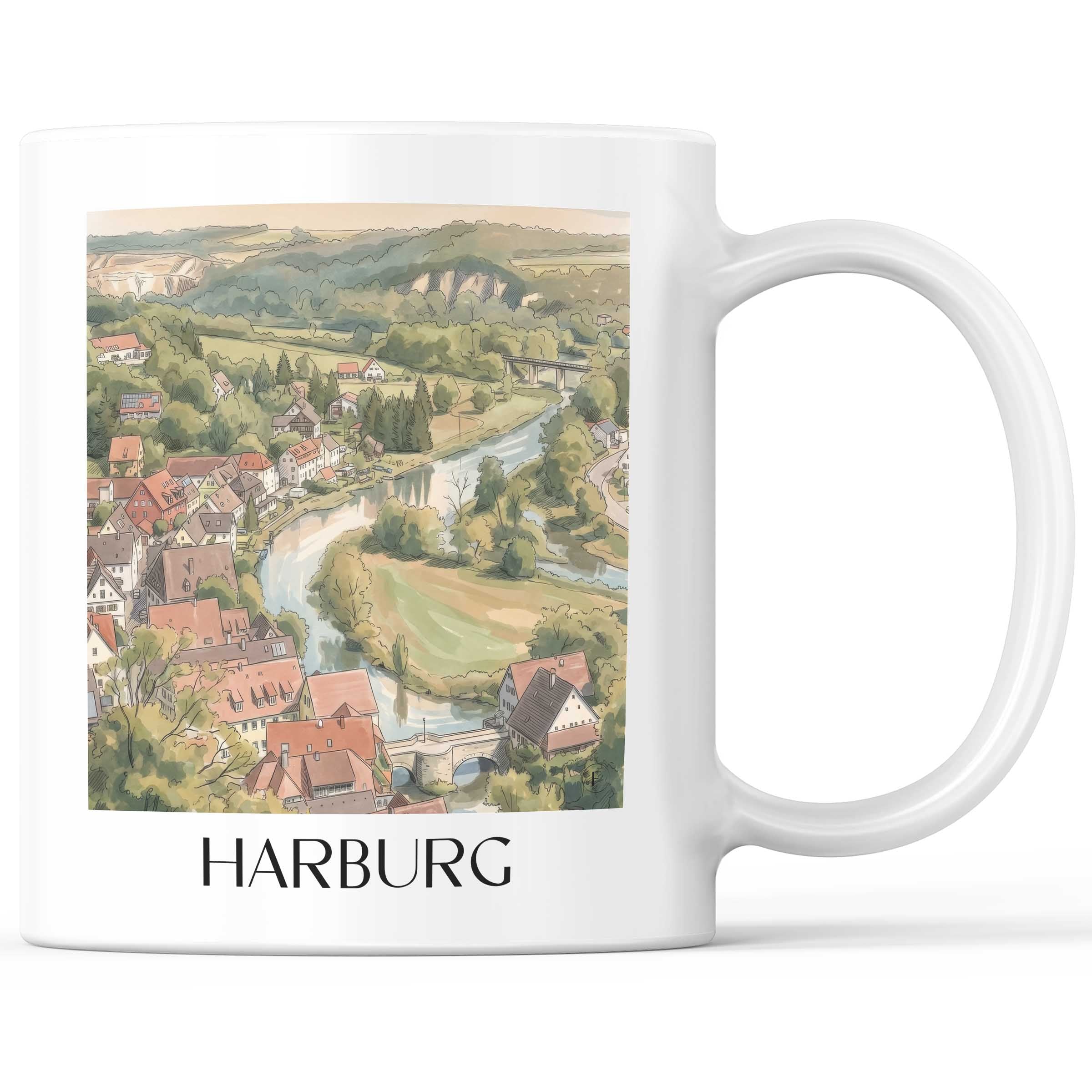 harburg-schwaben-deutschland-kaffeebecher-aquarell