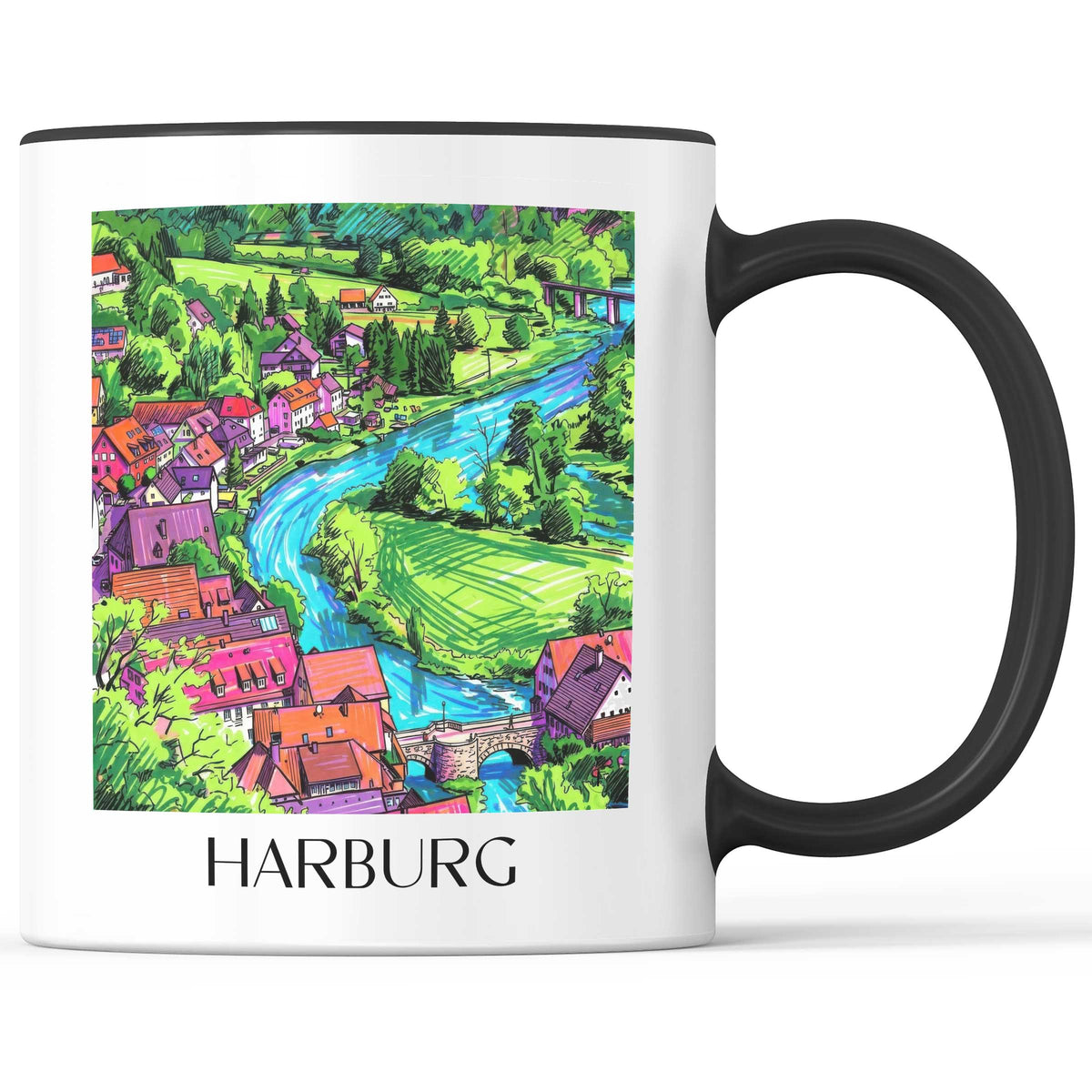 Harburg Kaffeebecher - Schwaben - Deutschland Becher - Kaffeetasse im Tag Graffiti Stil - favplace
