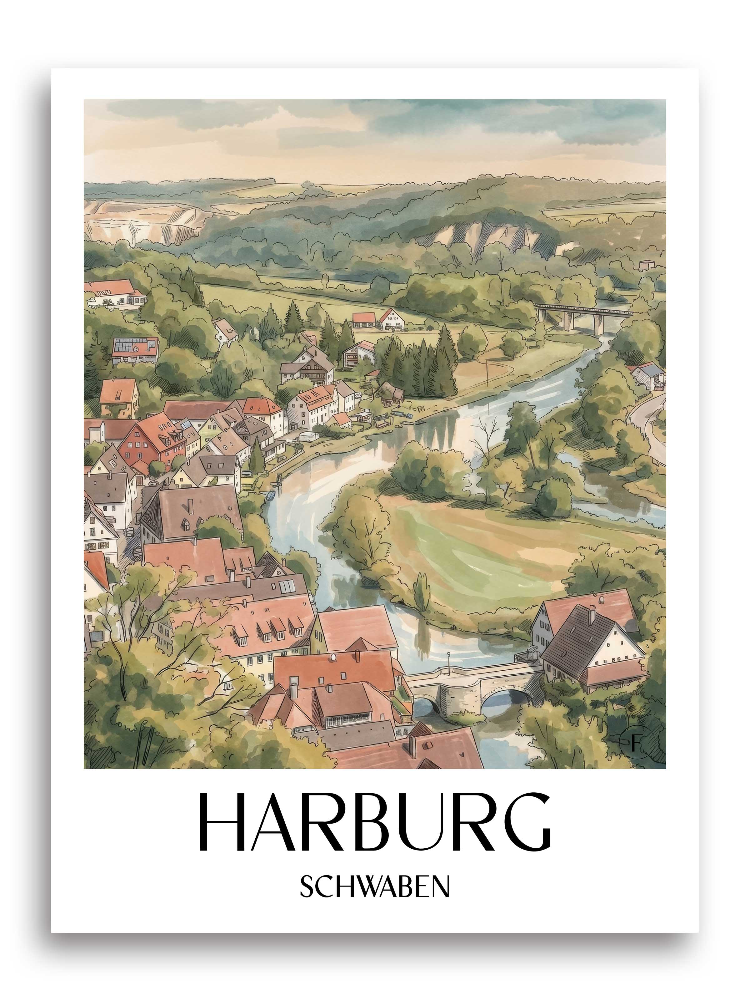 harburg-schwaben-deutschland-poster-aquarell
