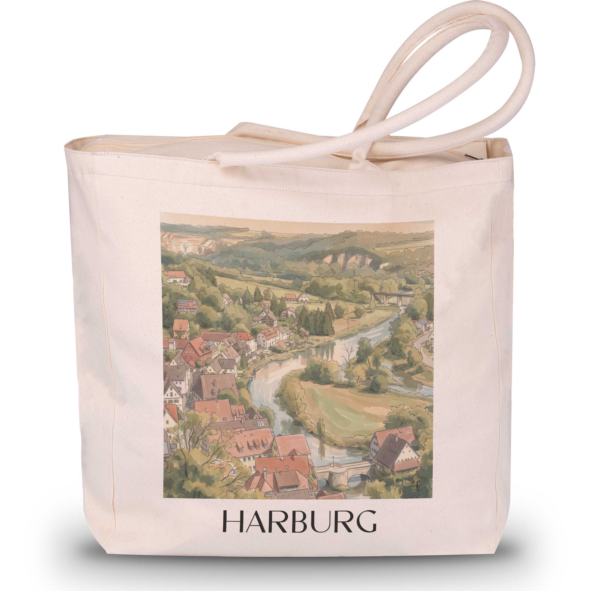 Harburg Shopping Tasche - Schwaben - Deutschland Tote Bag - Einkaufstasche im Aquarell Stil - favplace