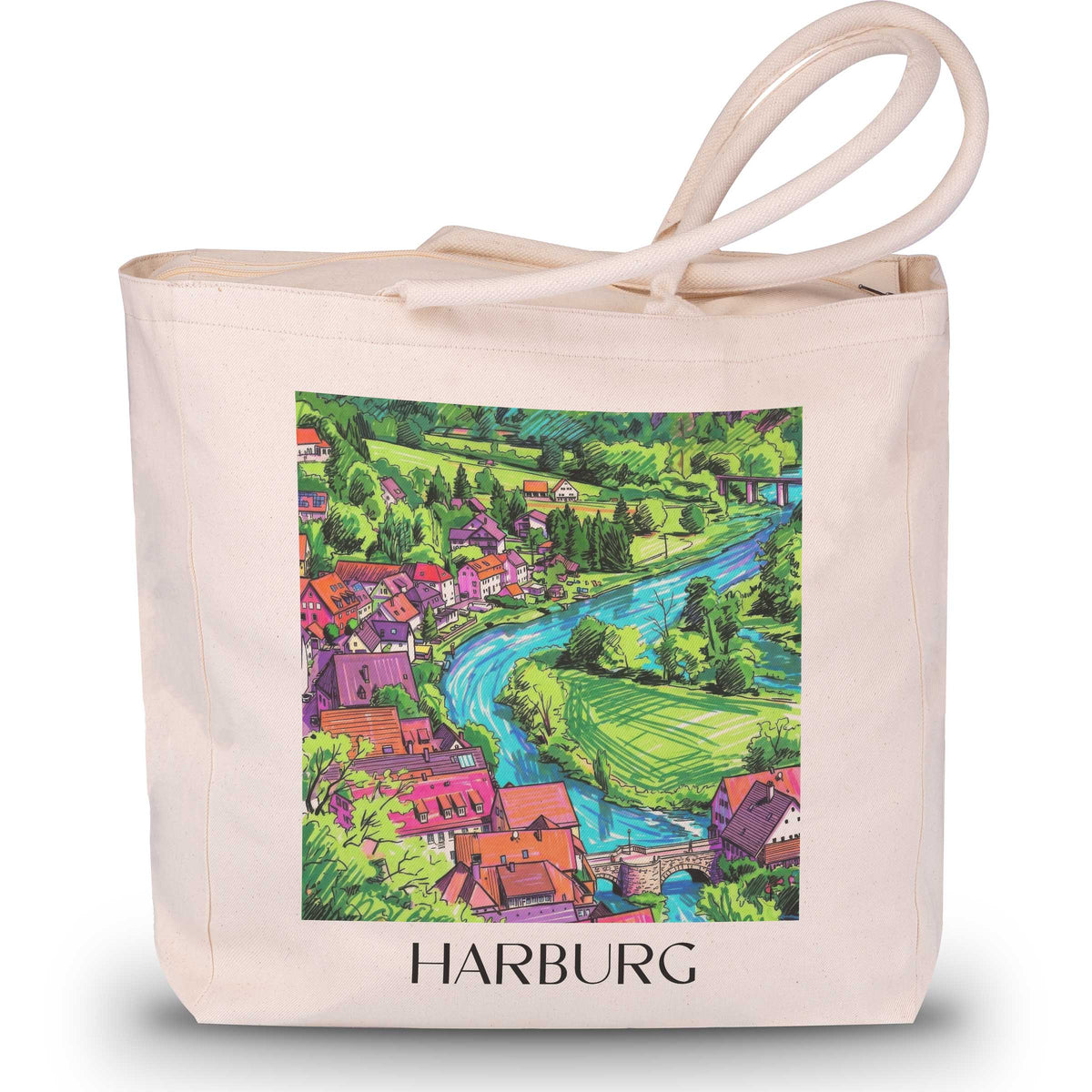 Harburg Shopping Tasche - Schwaben - Deutschland Tote Bag - Einkaufstasche im Tag Graffiti Stil - favplace