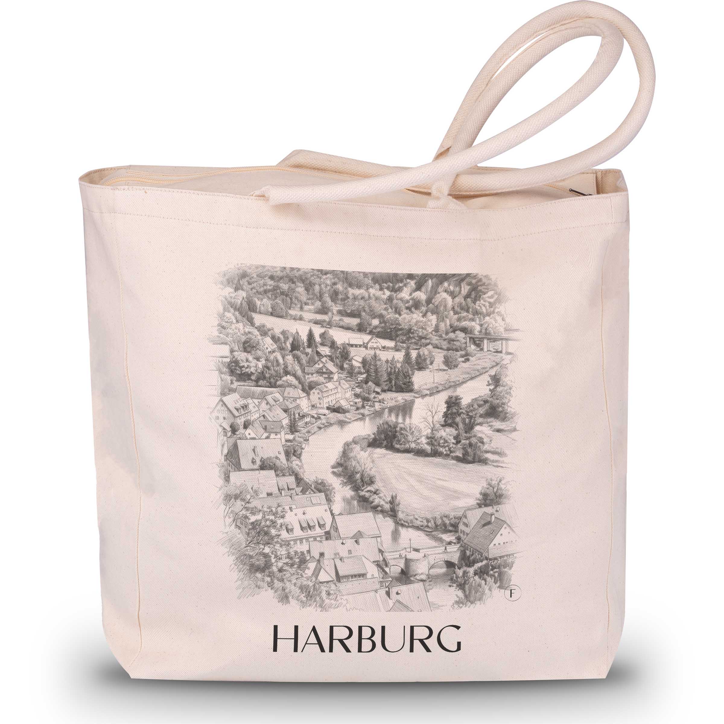 harburg-schwaben-deutschland-einkaufstasche-bleistift-zeichnung-drawing