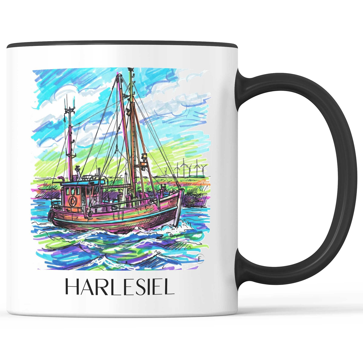 Harlesiel Kaffeebecher - Ostfriesland - Deutschland Becher - Kaffeetasse im Tag Graffiti Stil - favplace