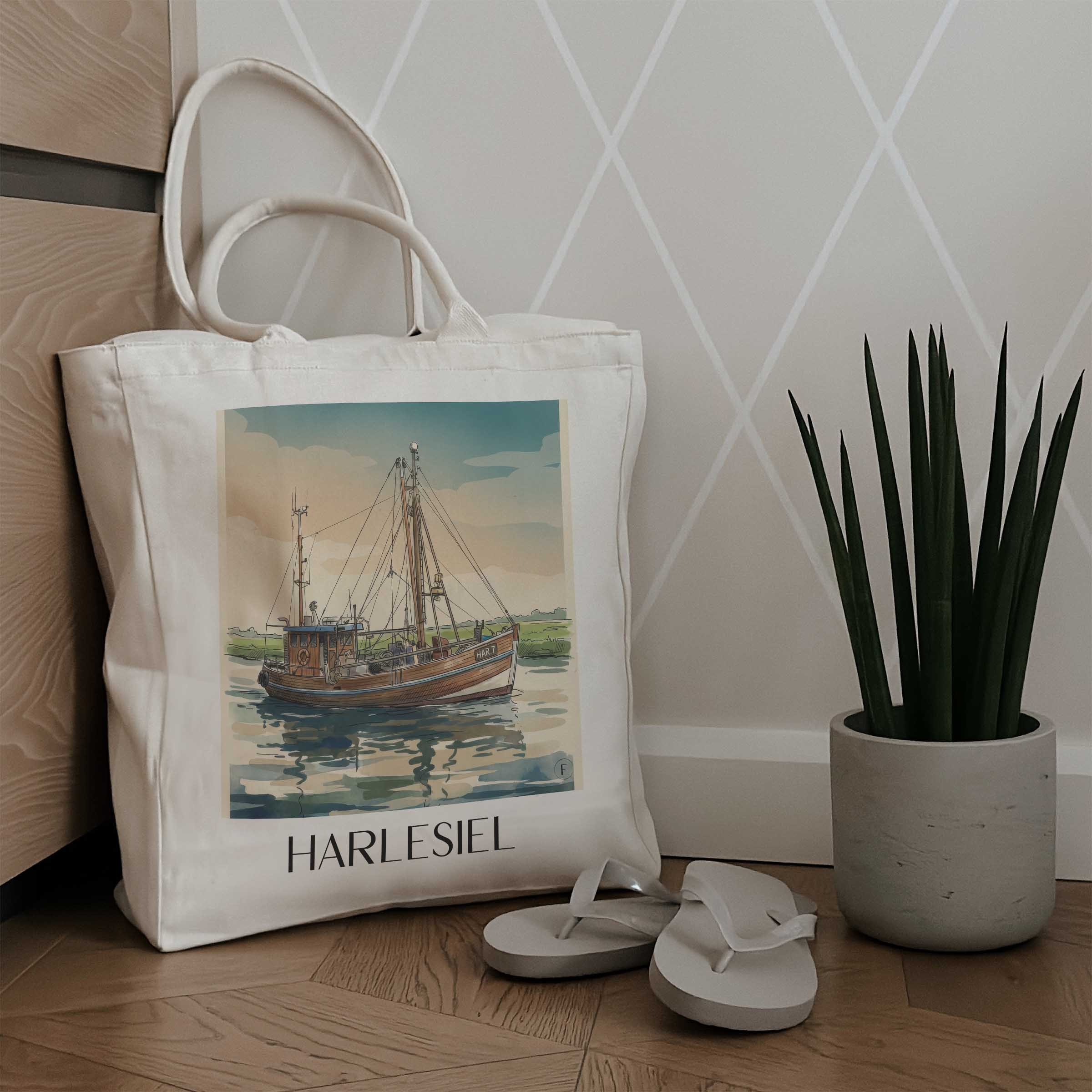 harlesiel-ostfriesland-deutschland-einkaufstasche-aquarell