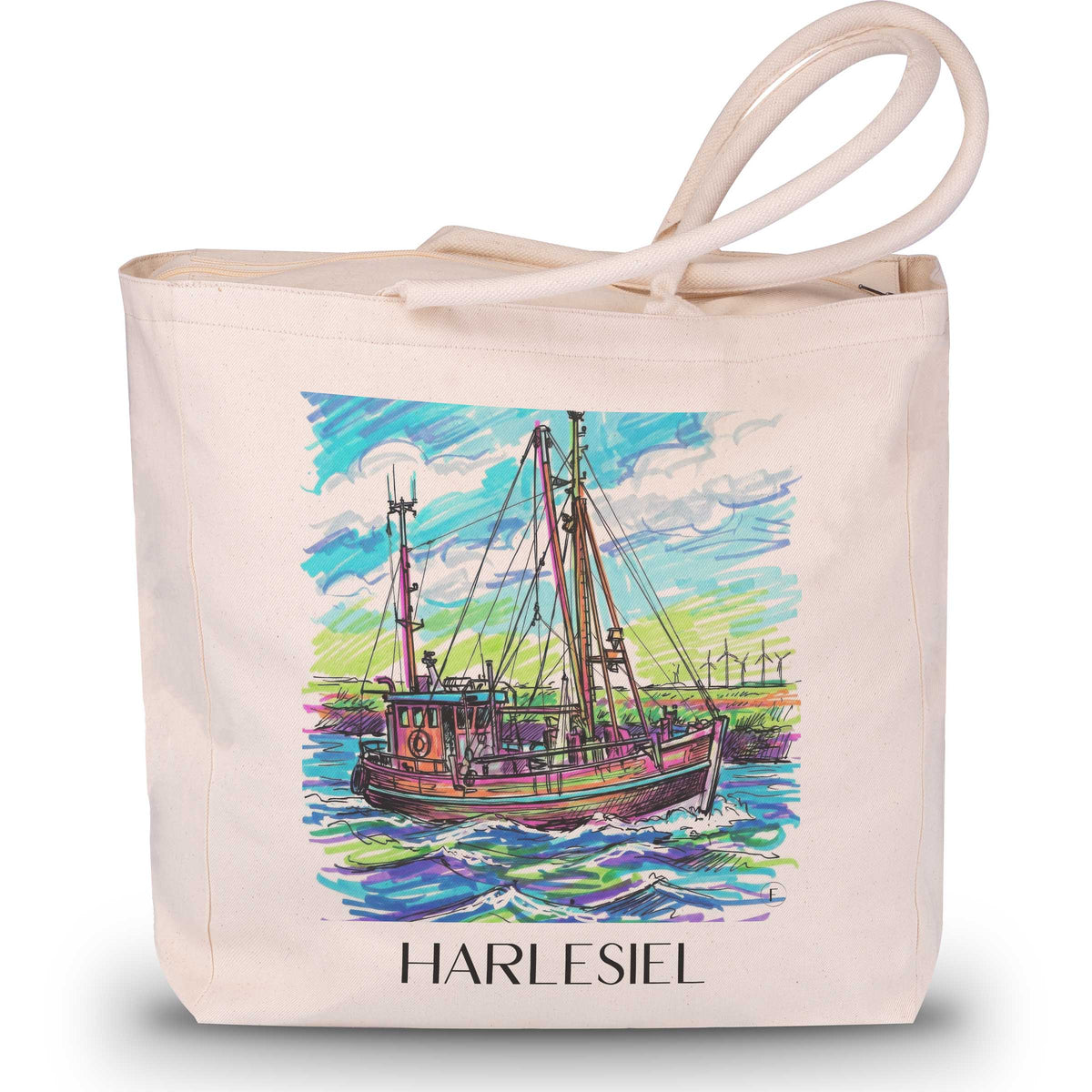 Harlesiel Shopping Tasche - Ostfriesland - Deutschland Tote Bag - Einkaufstasche im Tag Graffiti Stil - favplace