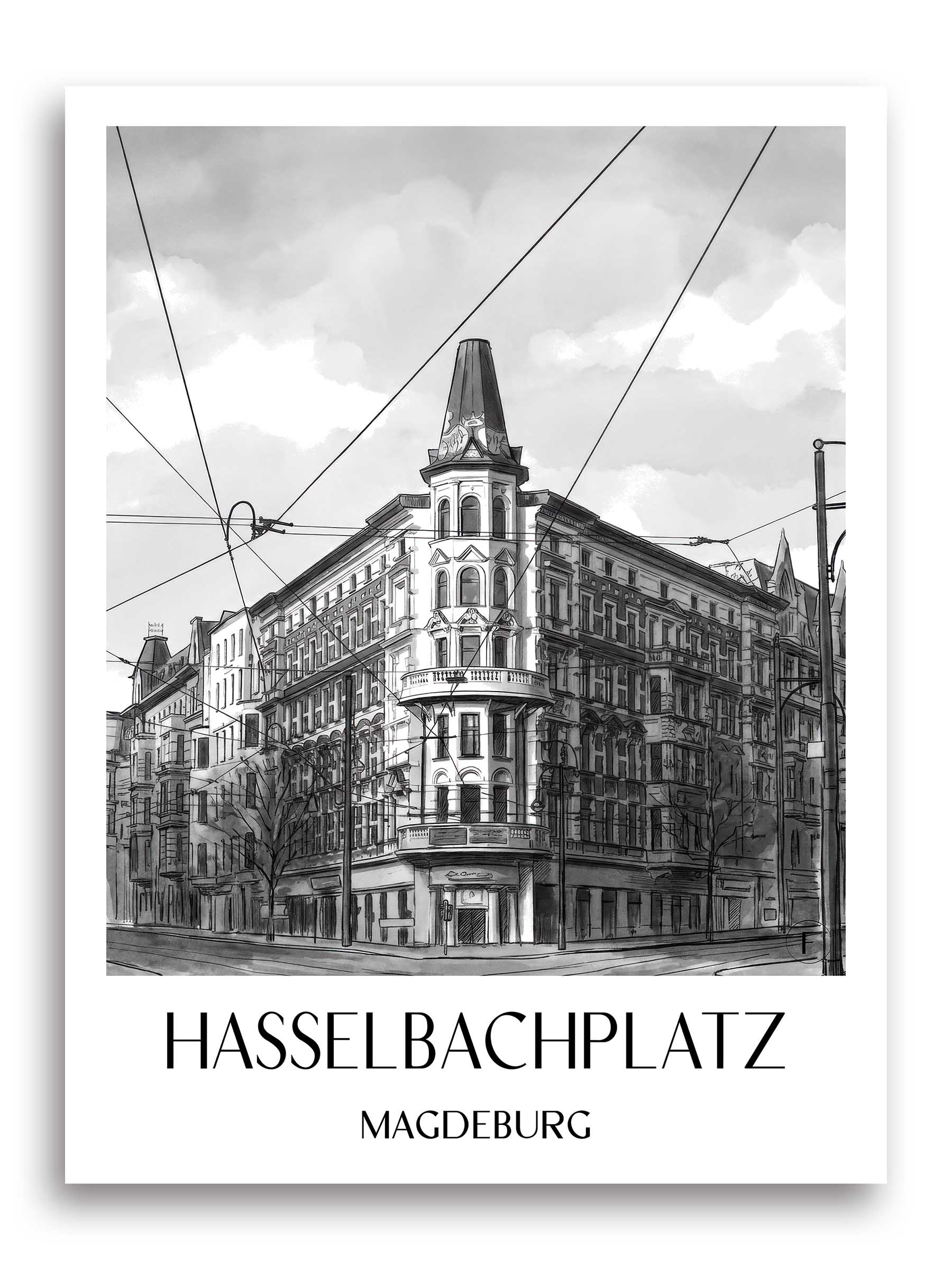hasselbachplatz-magdeburg-deutschland-poster-aquarell-schwarz-weiss