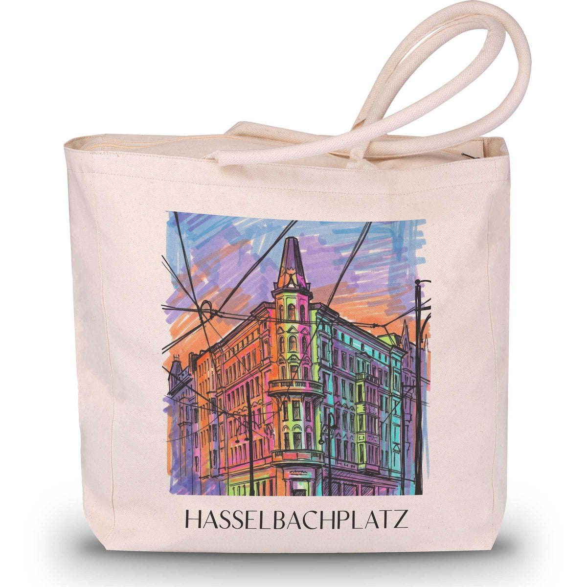 Hasselbachplatz Shopping Tasche - Magdeburg - Deutschland Tote Bag - Einkaufstasche im Tag Graffiti Stil - favplace