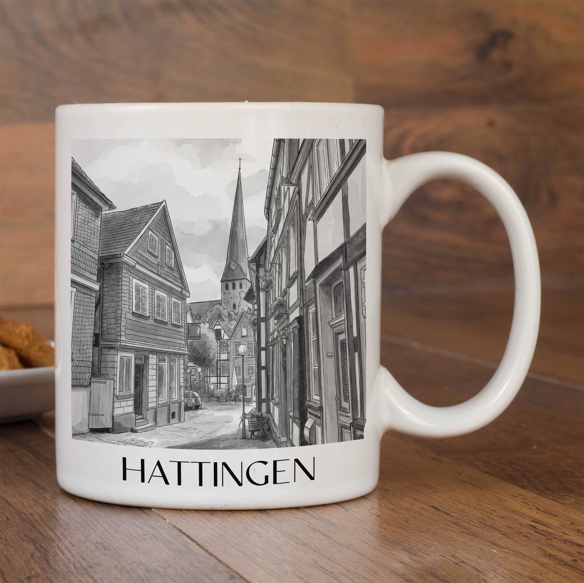 hattingen-deutschland-kaffeebecher-aquarell-schwarz-weiss