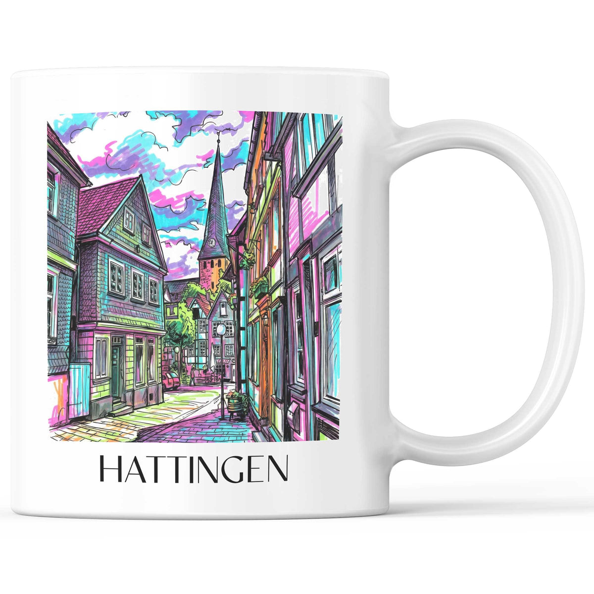 Hattingen - Deutschland Becher - Kaffeetasse im Tag Graffiti Stil - favplace
