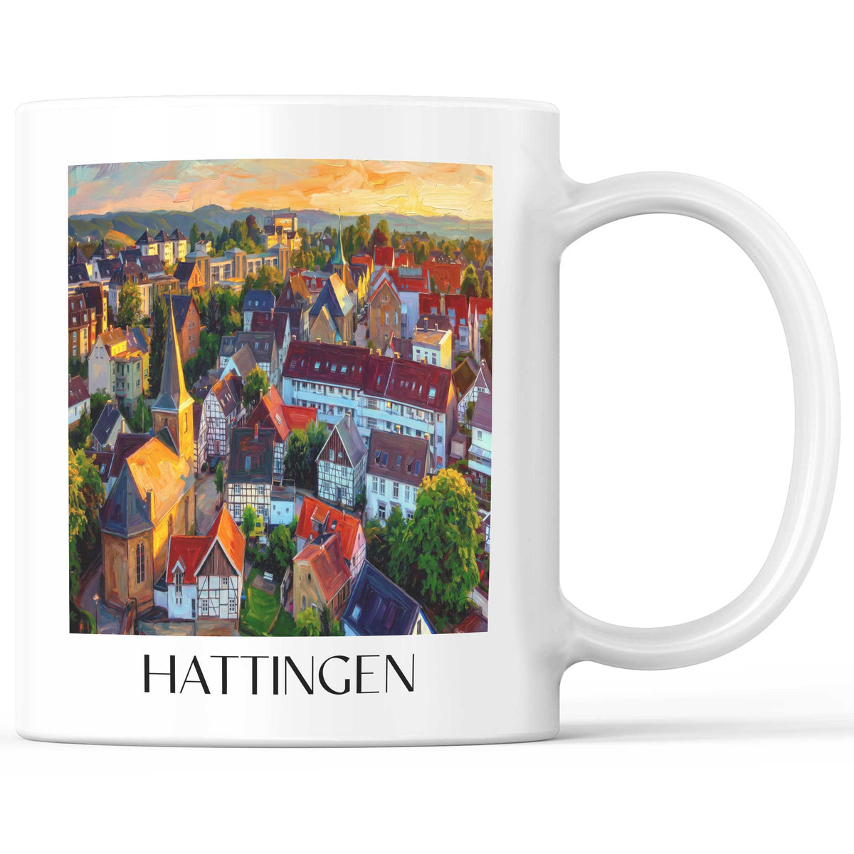 Hattingen Kaffeebecher - Ruhrgebiet - Deutschland Becher - Kaffeetasse im Ölgemälde Stil