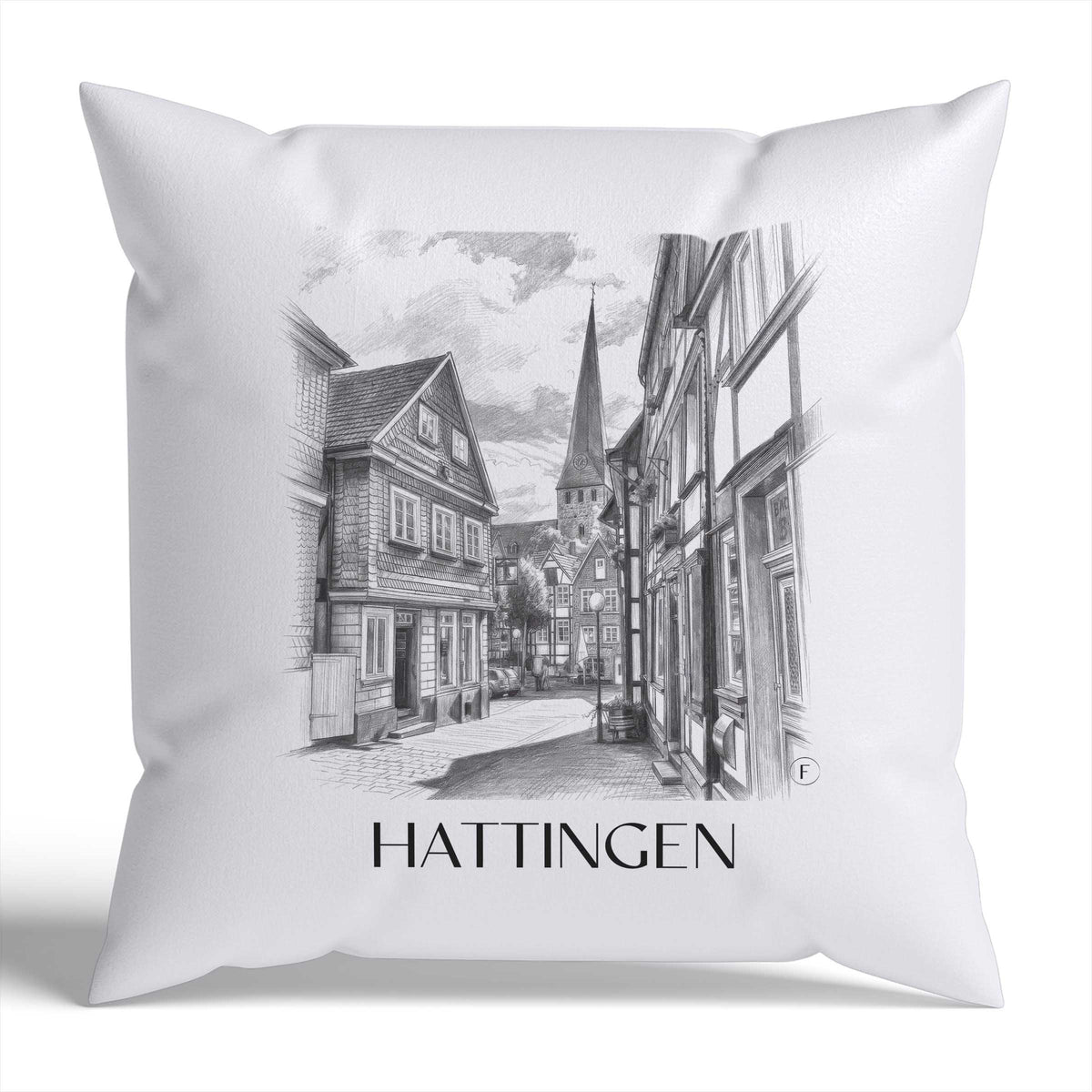 Hattingen Kissenhülle - Zierkissen Bezug - Deutschland - Deutschland Kissen bzw. Kissenbezug im Zeichnung Stil - favplace