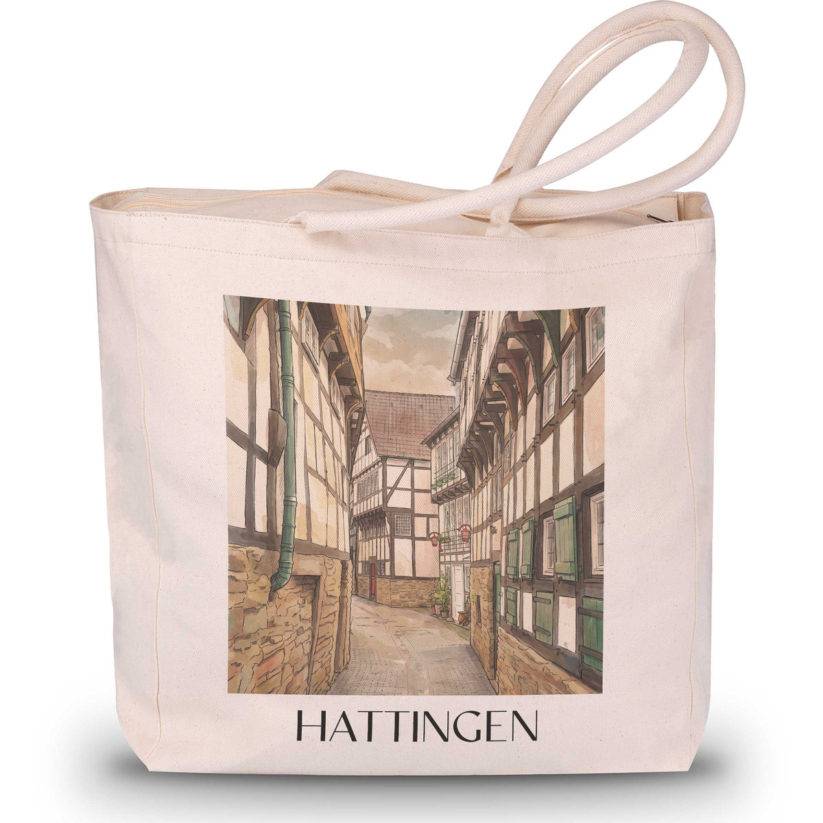 Hattingen Shopping Tasche - Ruhrgebiet - Deutschland Tote Bag - Einkaufstasche im Aquarell Stil - favplace