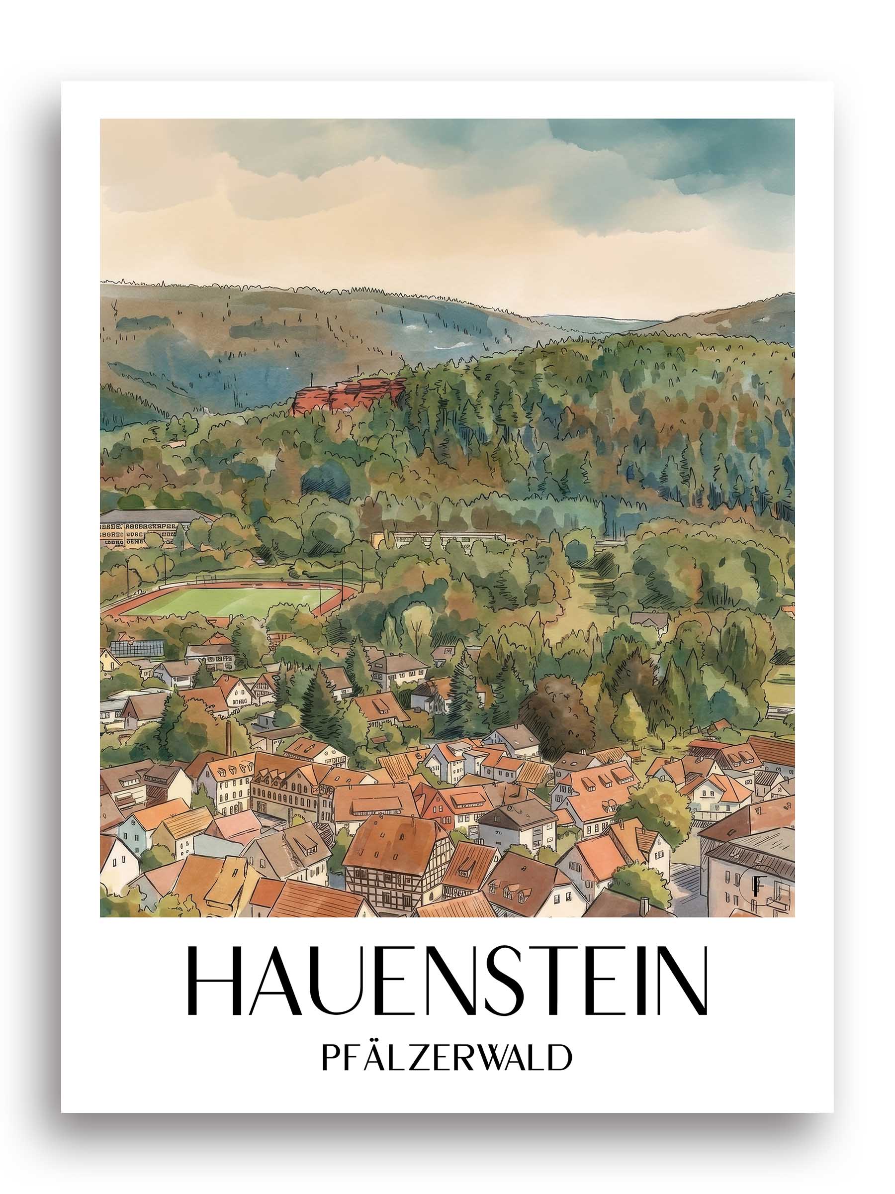 hauenstein-pfälzerwald-deutschland-poster-aquarell