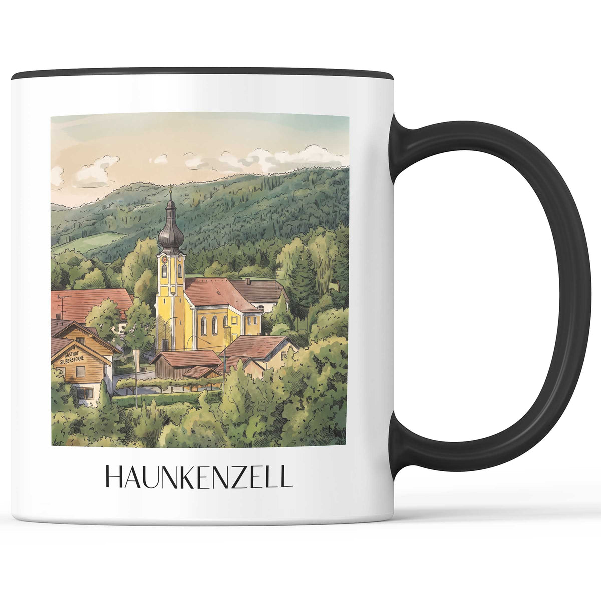 haunkenzell-bayerischer-wald-deutschland-kaffeebecher-aquarell