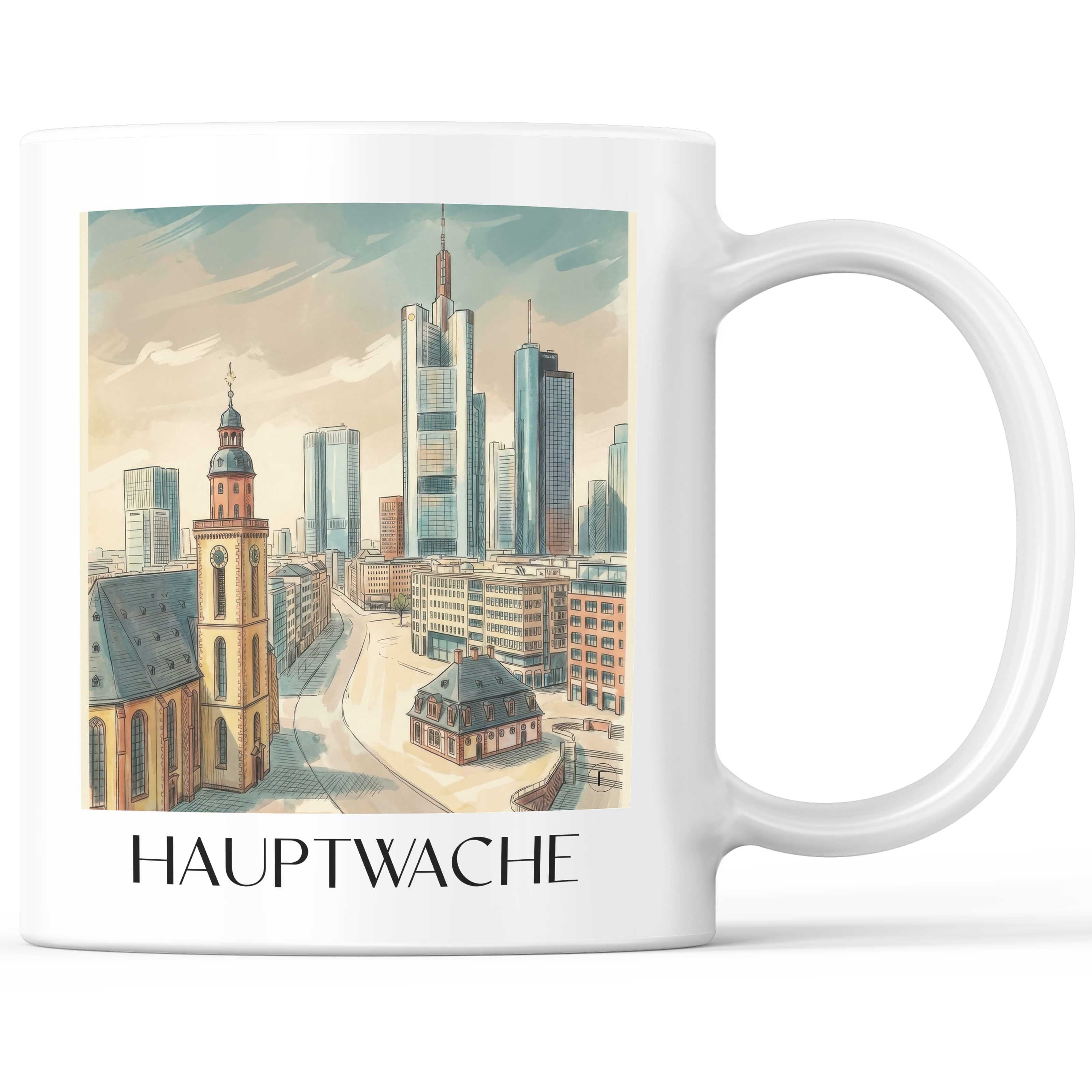 Hauptwache Kaffeebecher - Frankfurt - Deutschland Becher - Kaffeetasse im Aquarell Stil - favplace