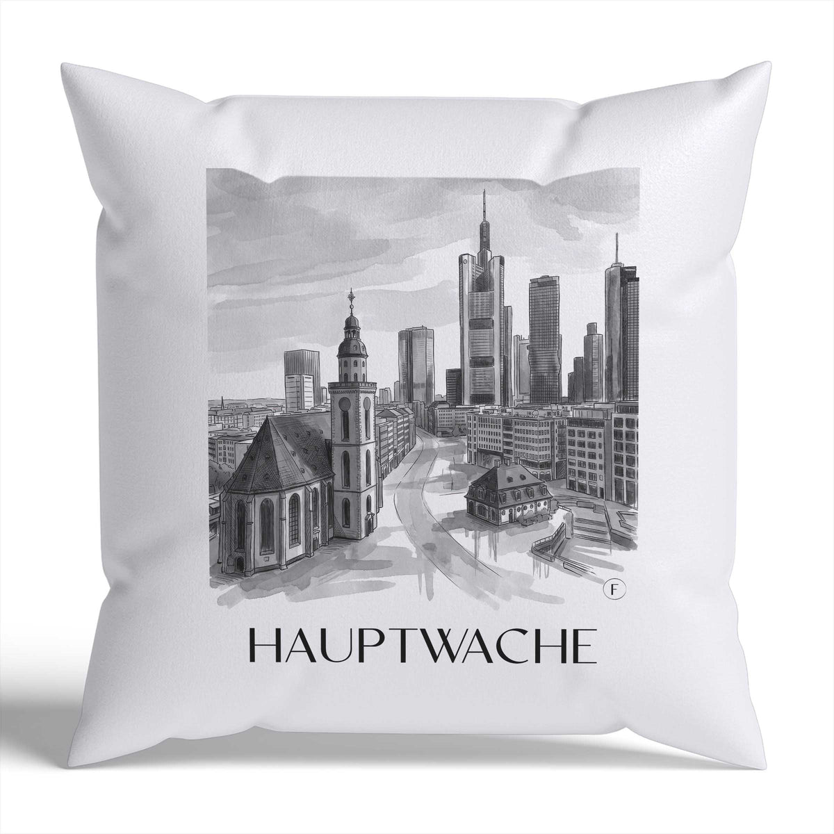 hauptwache-frankfurt-deutschland-kissenbezug-aquarell-schwarz-weiss