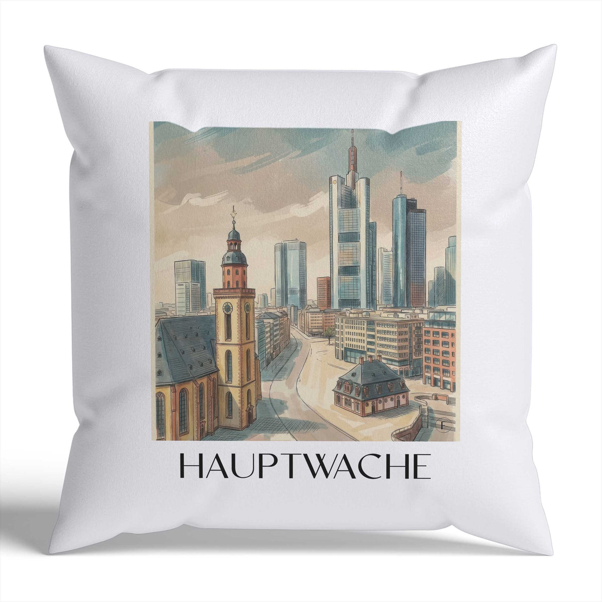 hauptwache-frankfurt-deutschland-kissenbezug-aquarell